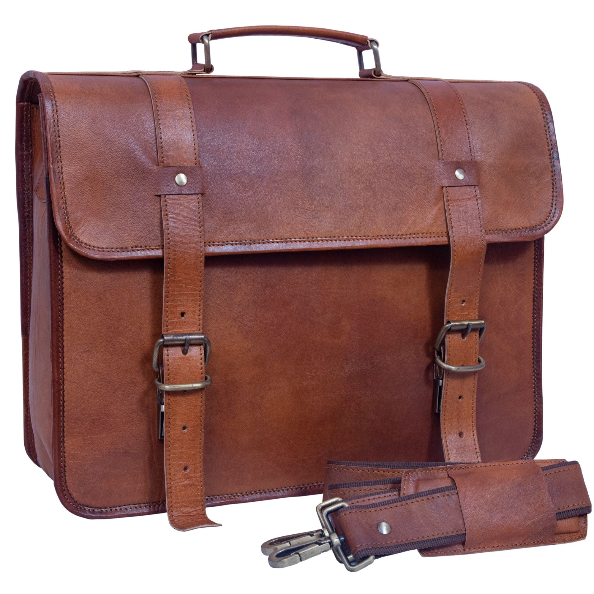 DEKVIO Leather Messenger Bag 15.6 Inch Laptop Briefcase Satchel Vintage Crossbody Shoulder Bag for Men Women
