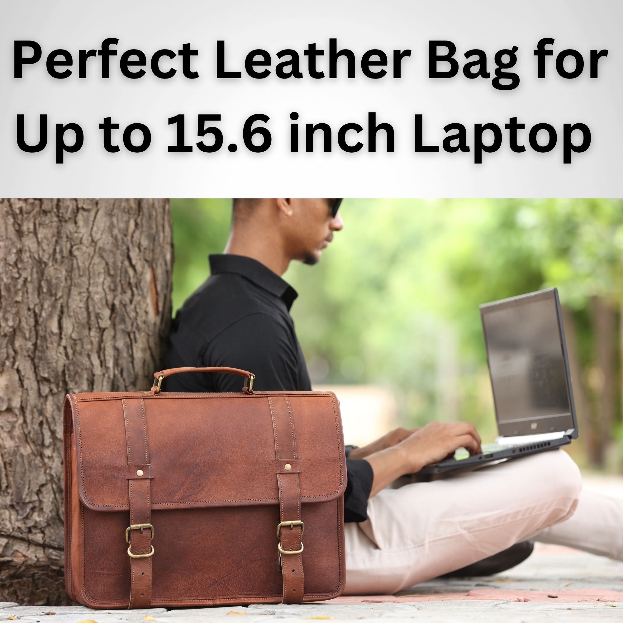 DEKVIO Leather Messenger Bag 15.6 Inch Laptop Briefcase Satchel Vintage Crossbody Shoulder Bag for Men Women