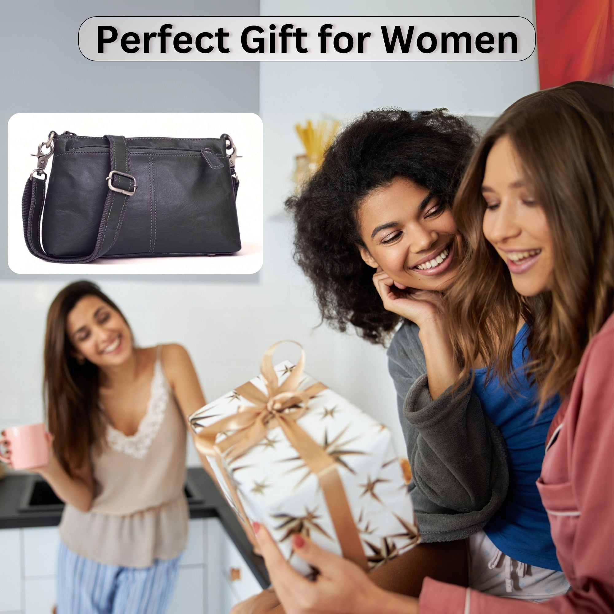 DEKVIO Small Genuine Leather Crossbody Purse for Women | 3-Zip Vintage Leather Shoulder Bag | Brown, Coffee, Tan, Black