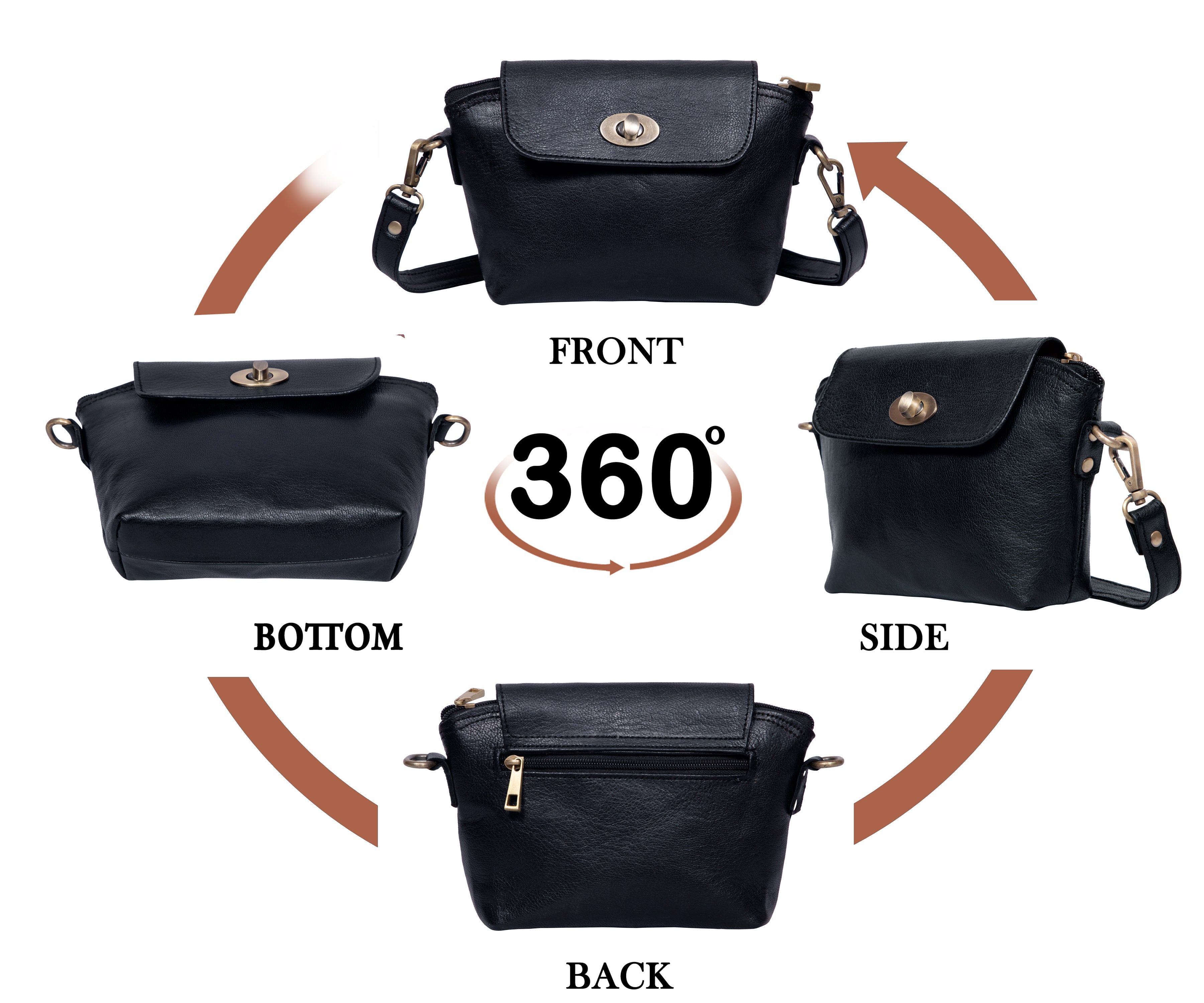 DEKVIO Women's Small Crossbody Purse | Handcrafted Full-Grain Leather | Magnetic Snap Closure | Multi Pockets