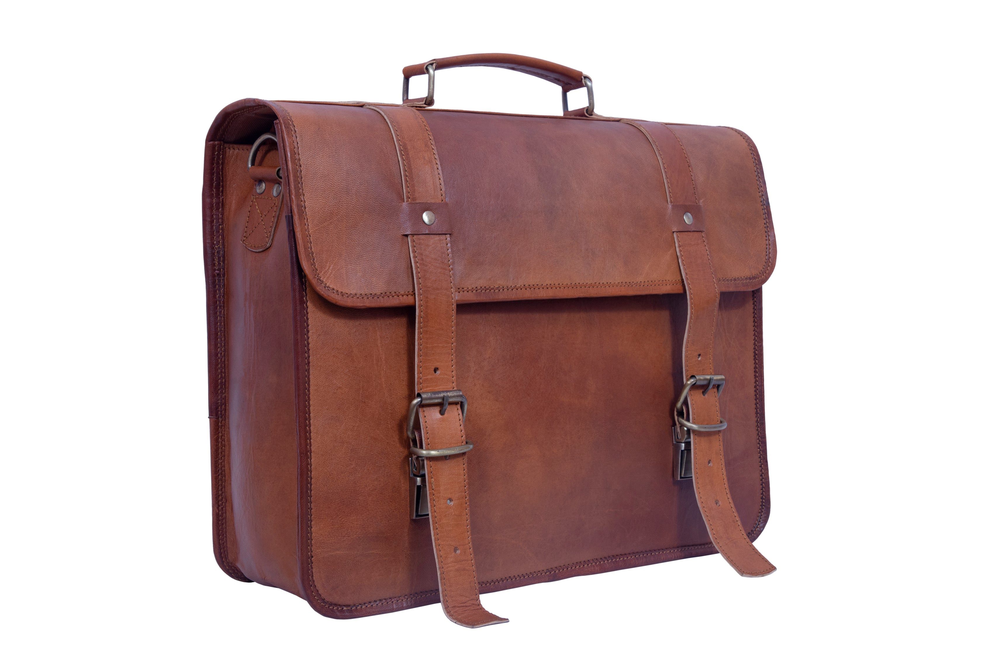 DEKVIO Leather Messenger Bag 15.6 Inch Laptop Briefcase Satchel Vintage Crossbody Shoulder Bag for Men Women
