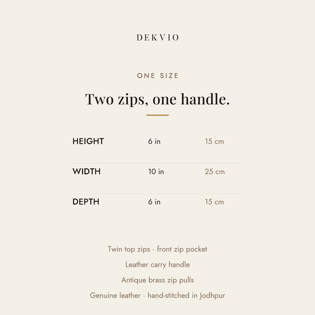DEKVIO size guide: 10 x 6 x 6 inch top-zip leather dopp kit travel wash bag