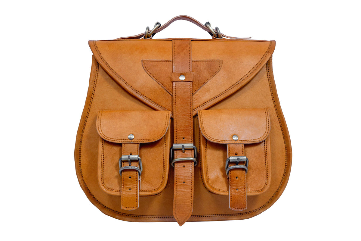 DEKVIO large leather crossbody handbag in Tan