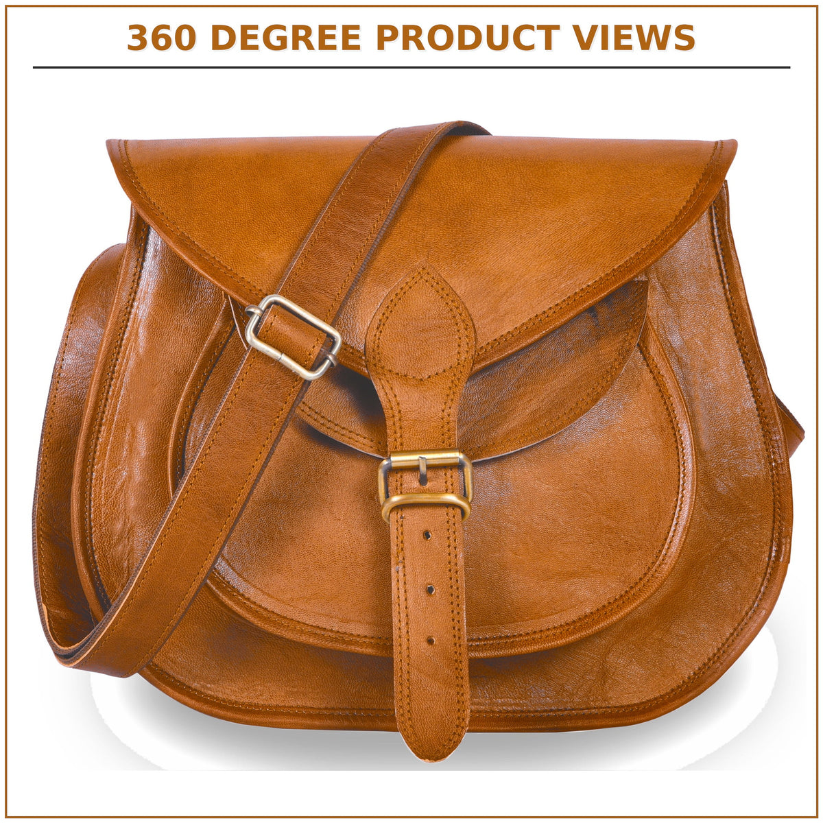 DEKVIO leather crossbody saddle bag in Tan