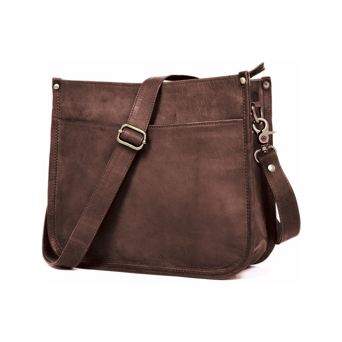 DEKVIO leather messenger crossbody bag for women in Coffee dark brown