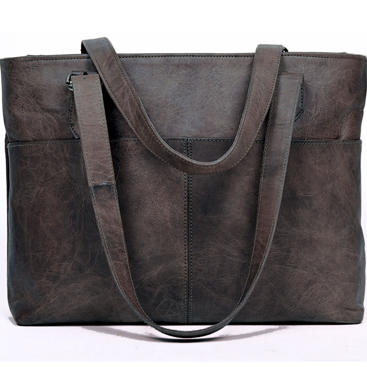 DEKVIO large capacity leather tote bag for women in Black