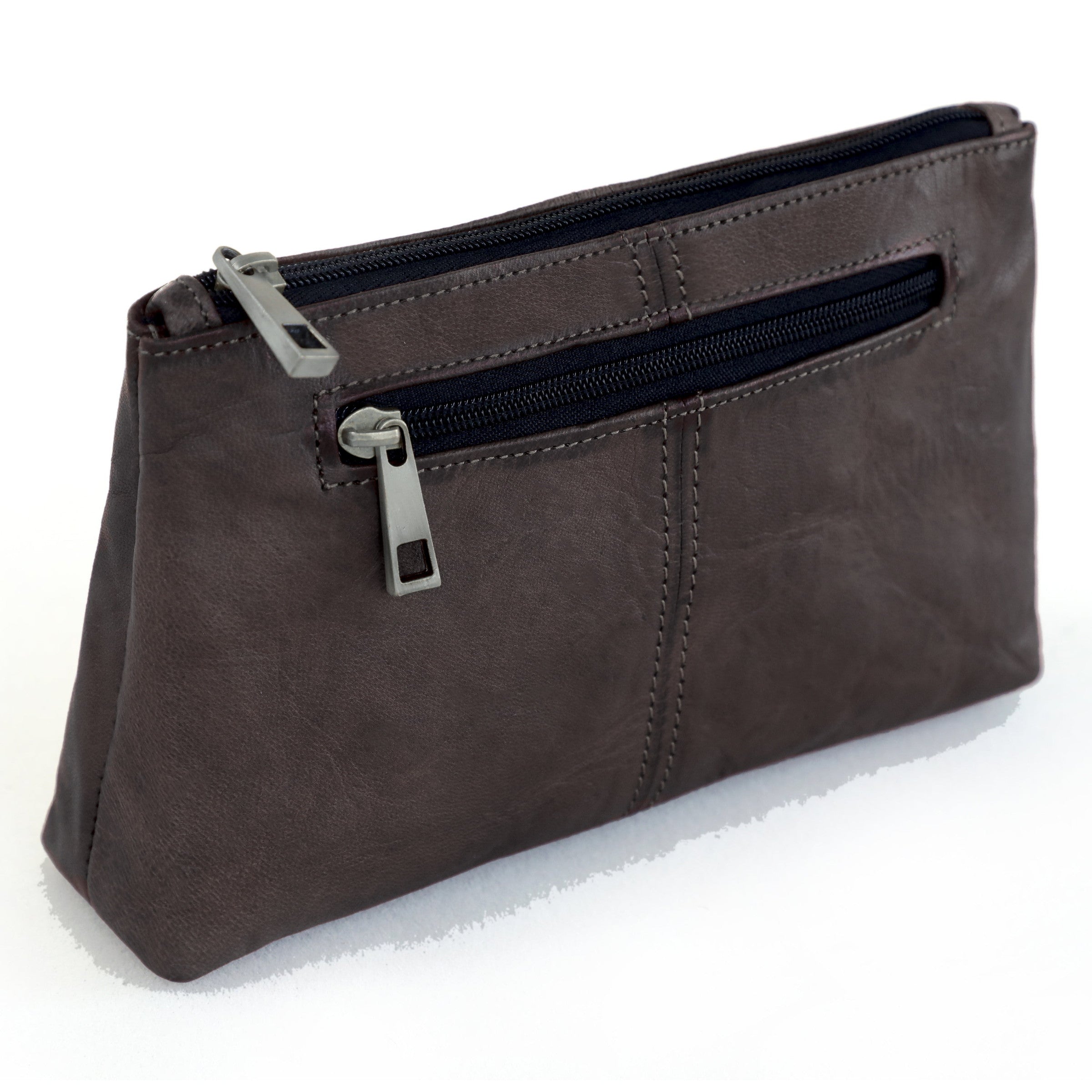 DEKVIO leather wristlet pouch for women in Black