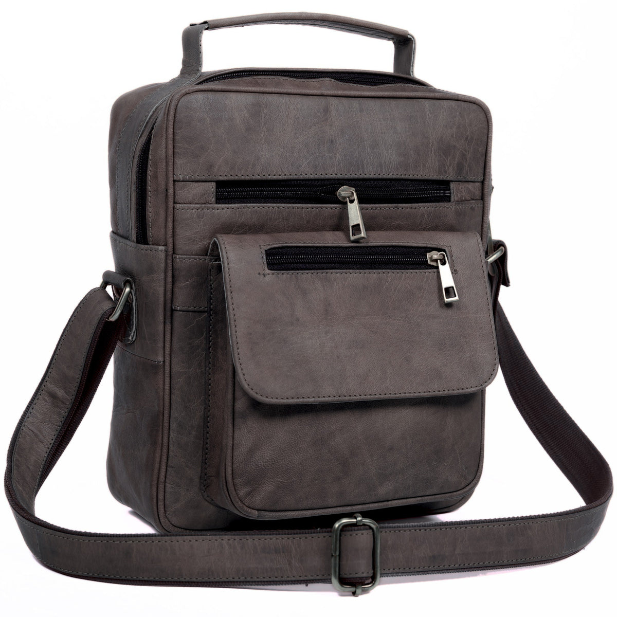DEKVIO small vertical leather crossbody sling bag in Black