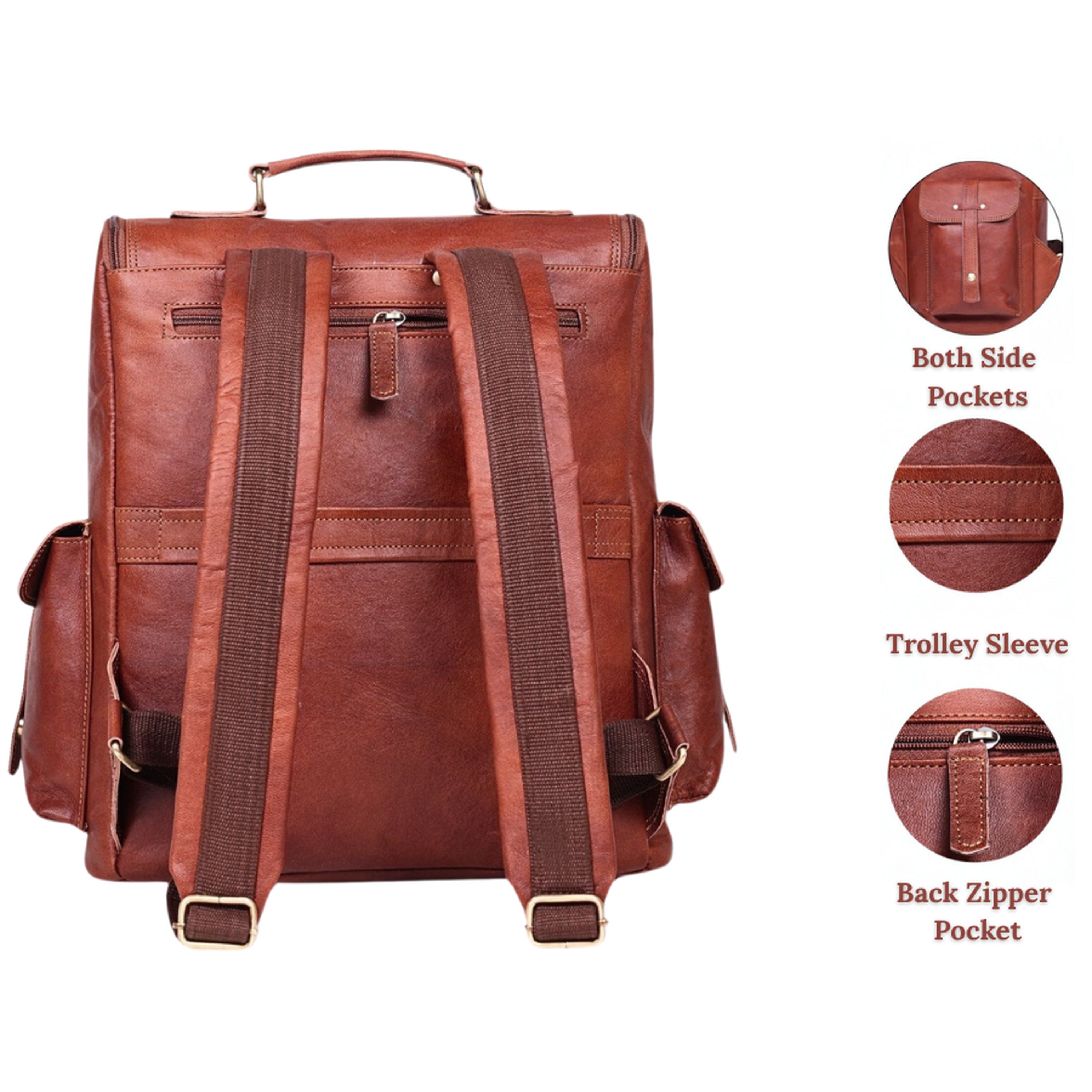 DEKVIO 17" Large Handcrafted Genuine Leather Backpack | Vintage Laptop Rucksack for Men & Women | Travel, Work & College | Brown, Coffee, Tan, Black