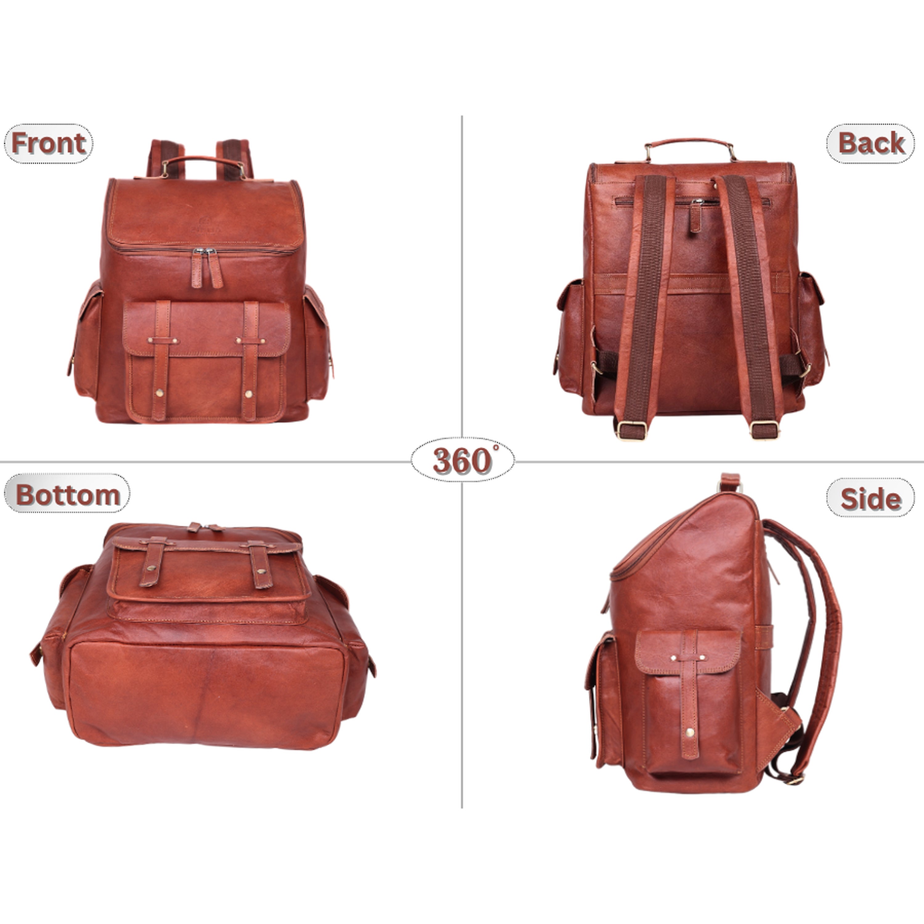 DEKVIO 17" Large Handcrafted Genuine Leather Backpack | Vintage Laptop Rucksack for Men & Women | Travel, Work & College | Brown, Coffee, Tan, Black