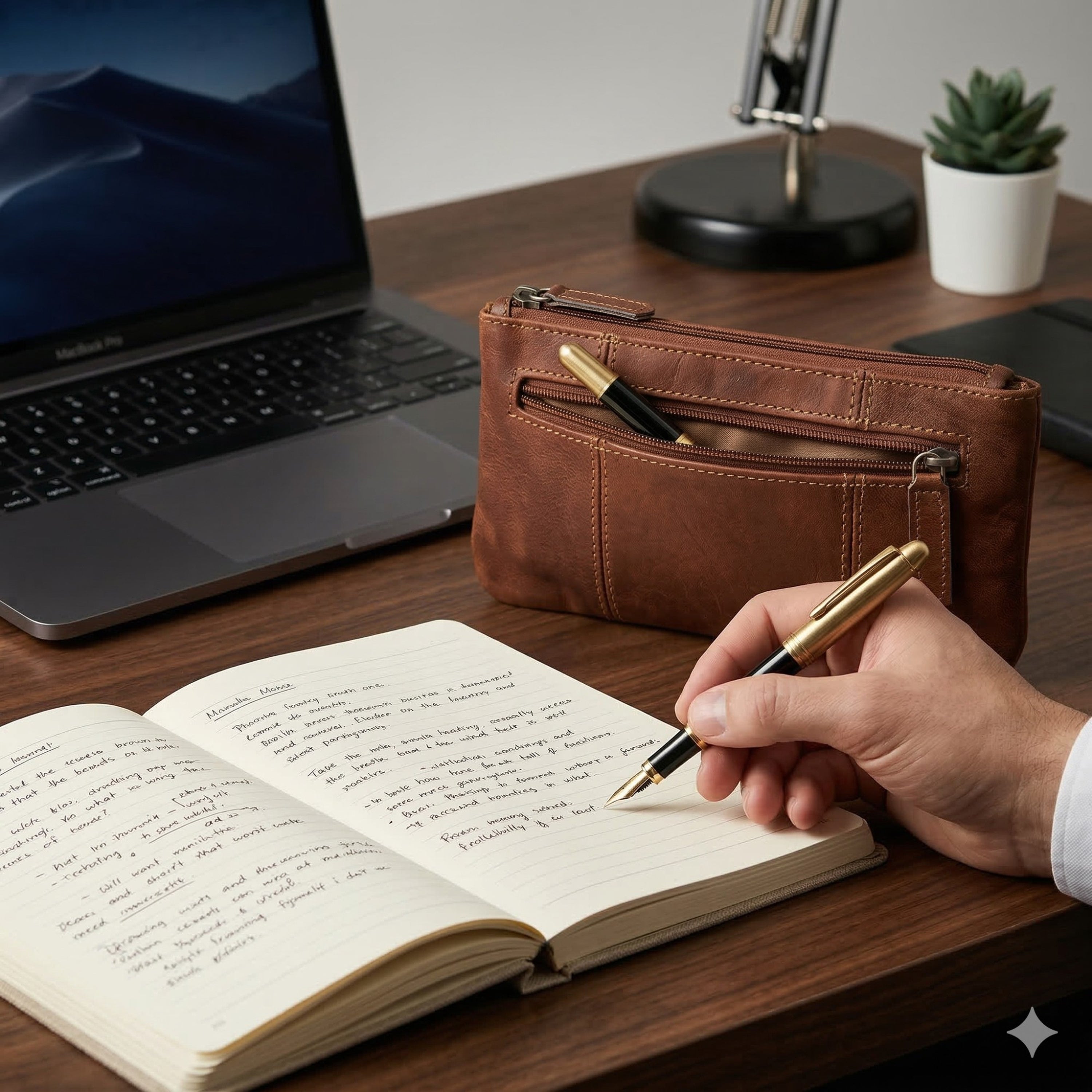 DEKVIO Leather Pencil Case Zipper Pouch Genuine Leather Pen Holder Utility Coin Purse Cosmetic Bag for Men Women