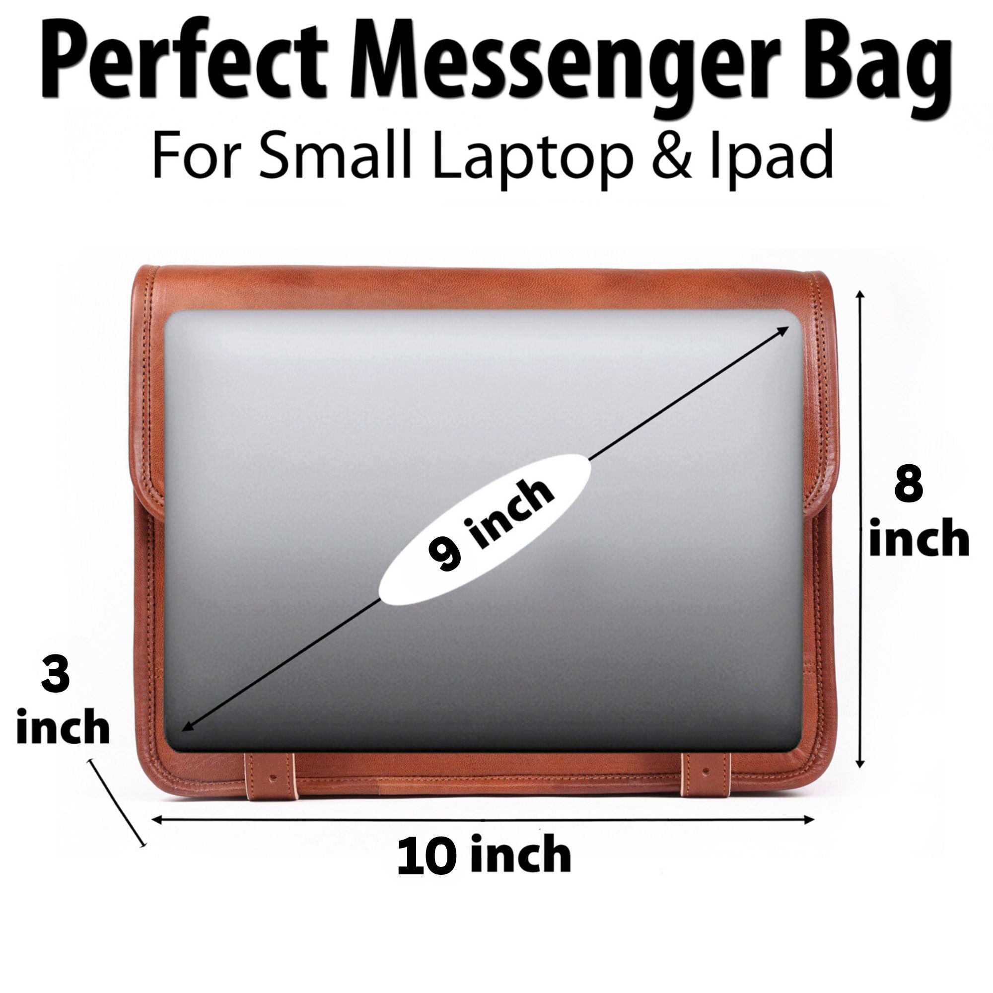 DEKVIO Small Leather Messenger Bag Crossbody Satchel for iPad Tablet 10 Inch Vintage Shoulder Bag for Men Women