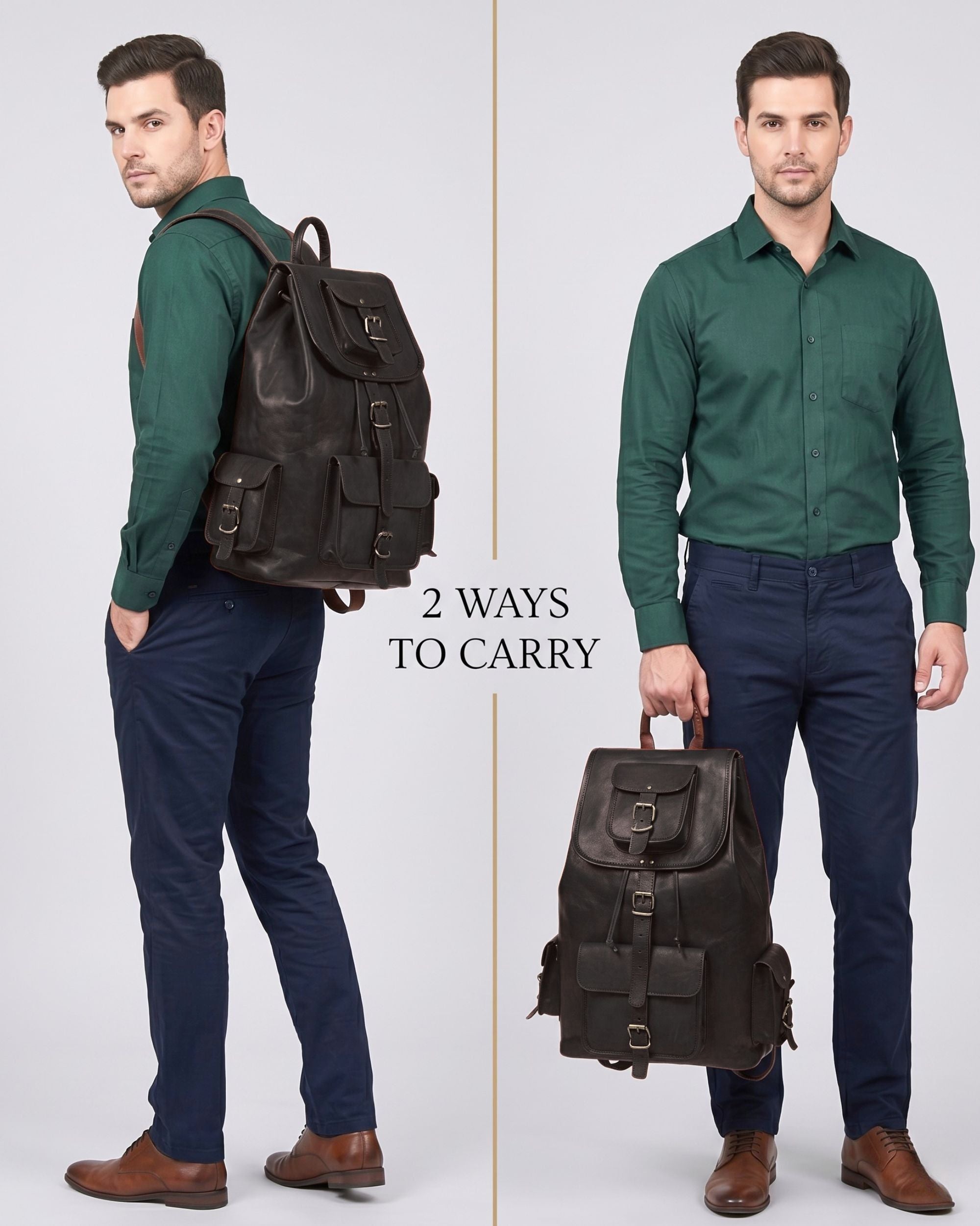 DEKVIO 20" Handcrafted Genuine Leather Backpack | Laptop Rucksack for Men & Women | Travel, Work & College Bag | Brown, Coffee, Tan, Black