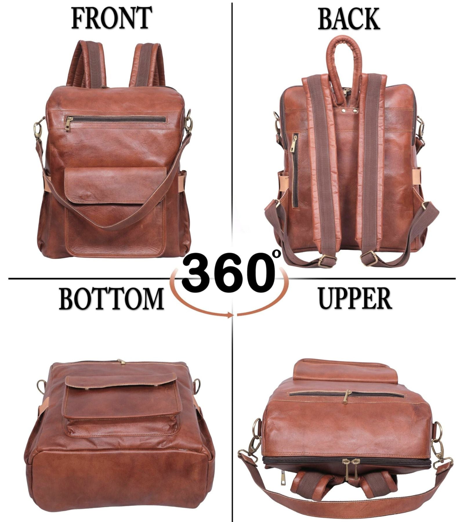 DEKVIO 16" Handcrafted Genuine Leather Backpack for Women | Laptop Rucksack | Travel, Work & College Bag | Brown, Coffee, Tan, Black