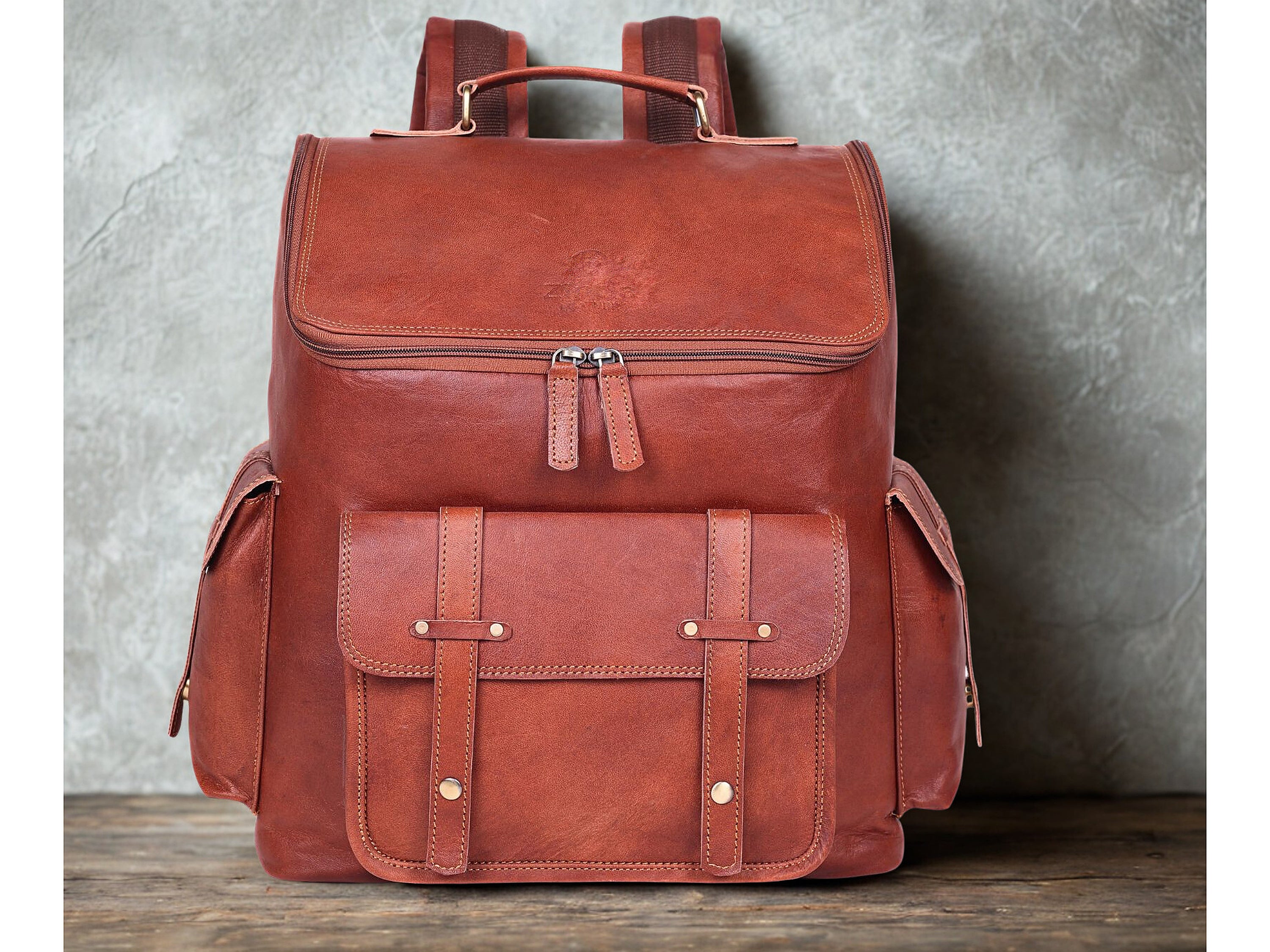 DEKVIO 17" Large Handcrafted Genuine Leather Backpack | Vintage Laptop Rucksack for Men & Women | Travel, Work & College | Brown, Coffee, Tan, Black