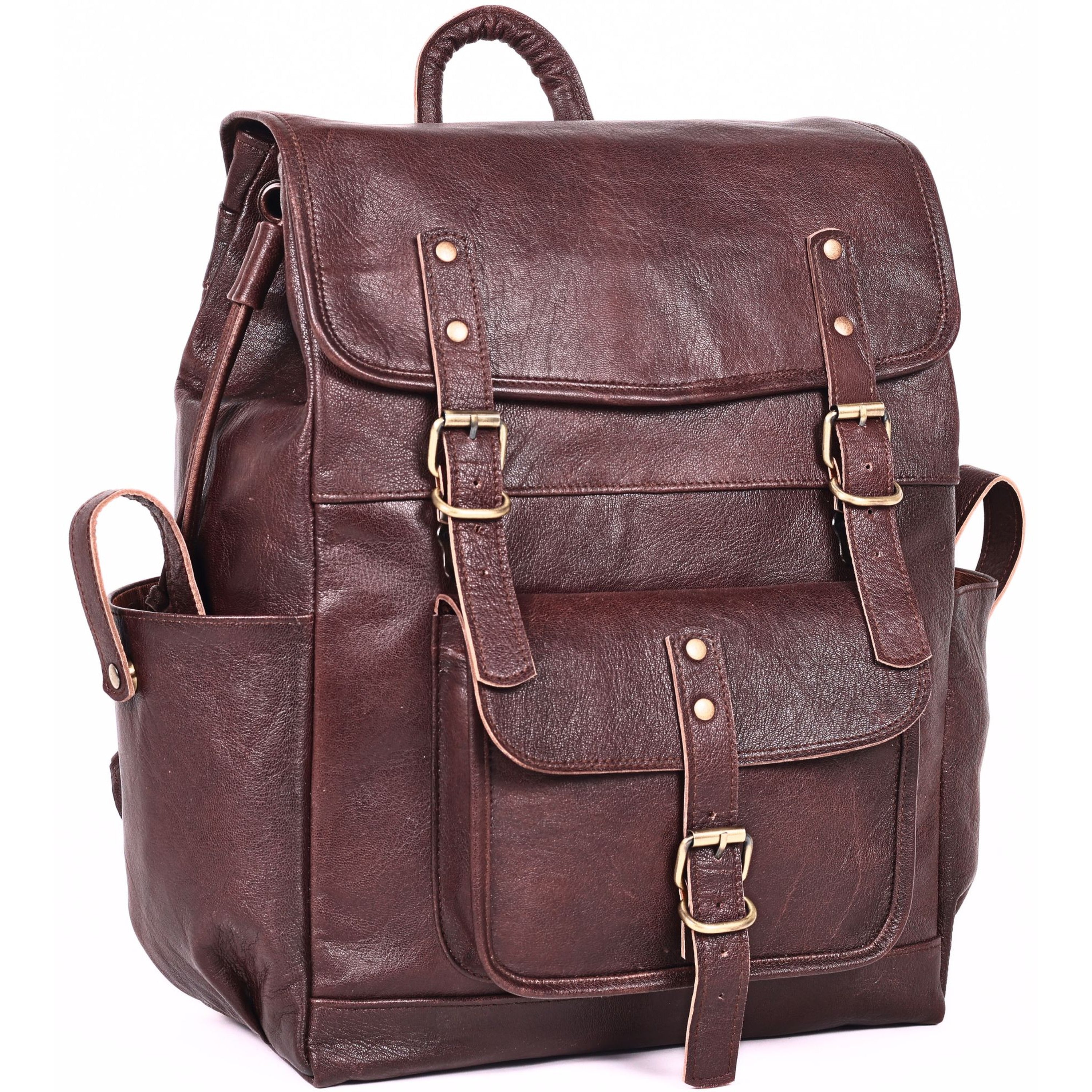 DEKVIO Leather Utility Laptop Backpack | Full Grain Travel & Work Bag