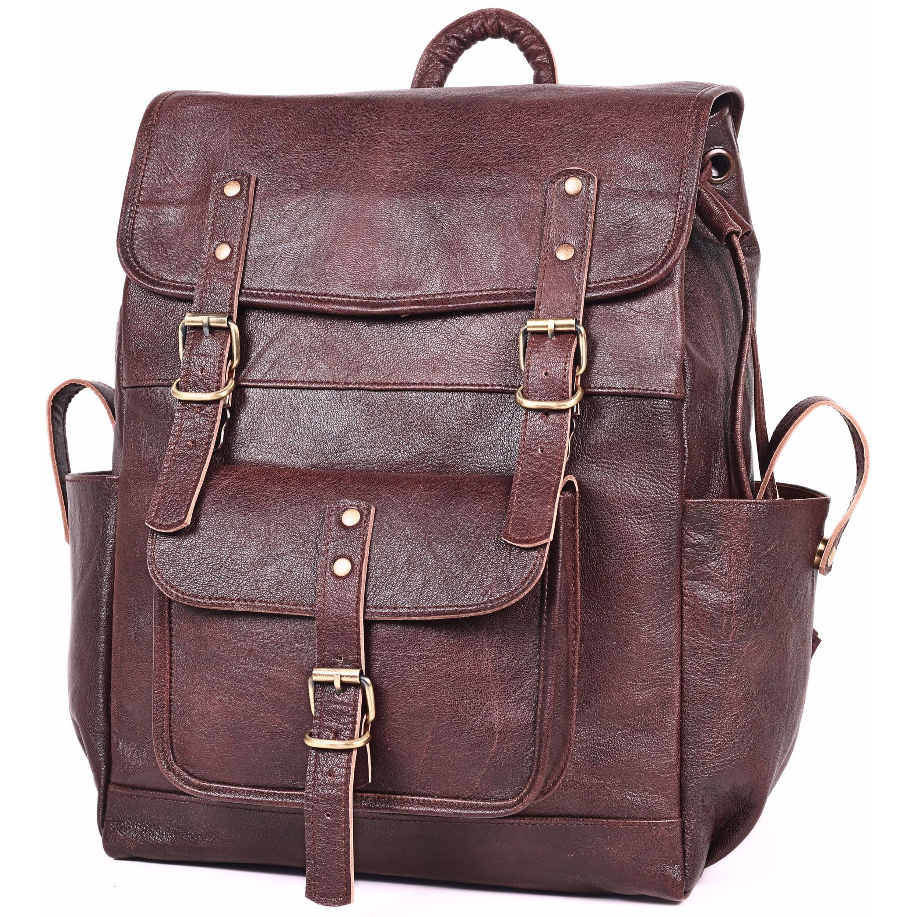 DEKVIO Leather Utility Laptop Backpack | Full Grain Travel & Work Bag