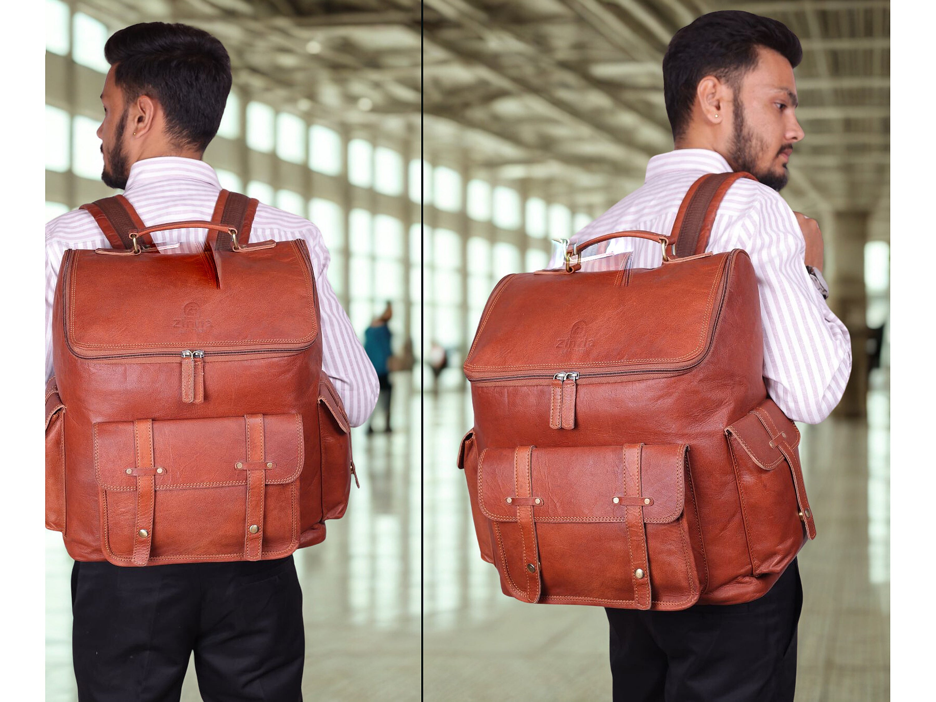 DEKVIO 17" Large Handcrafted Genuine Leather Backpack | Vintage Laptop Rucksack for Men & Women | Travel, Work & College | Brown, Coffee, Tan, Black