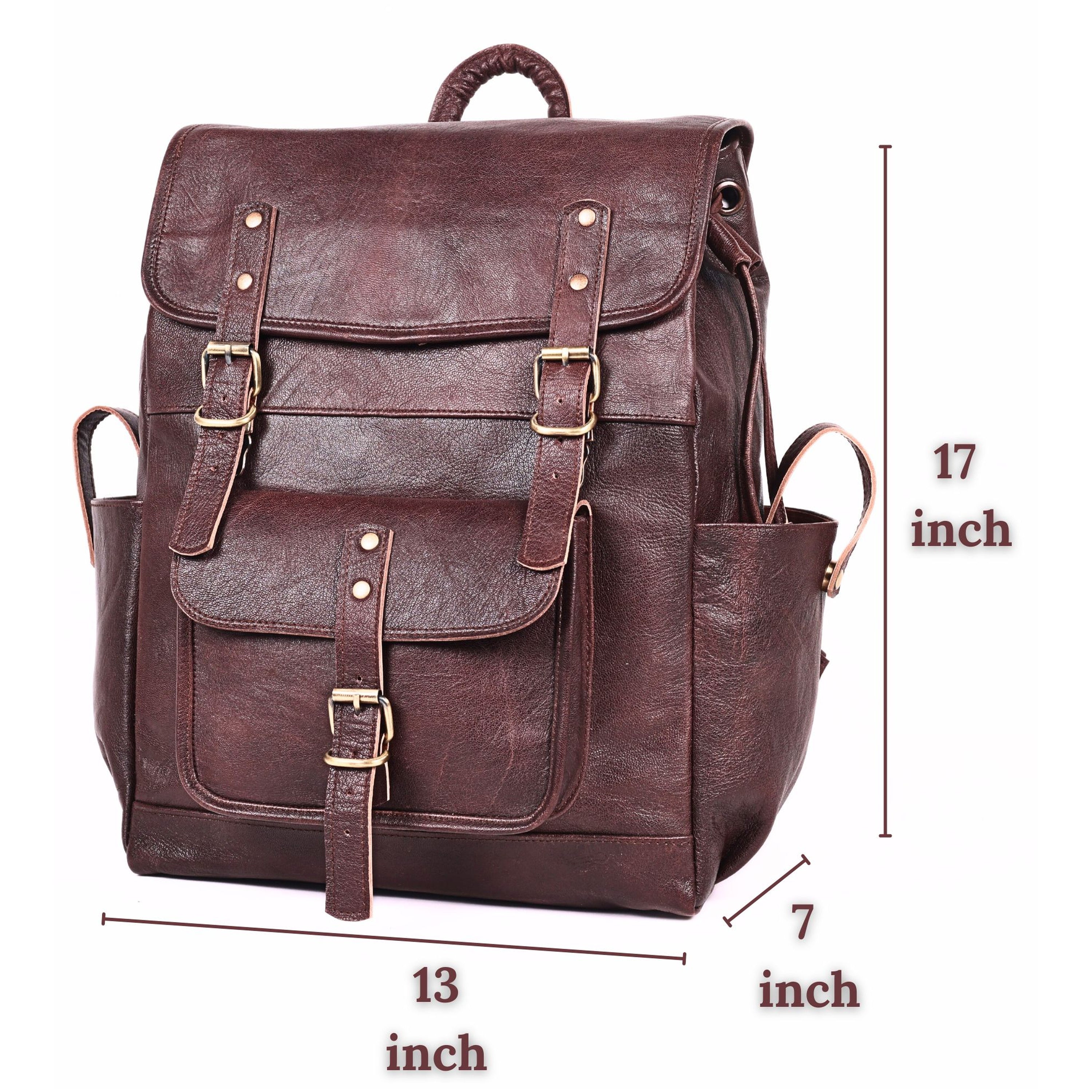 DEKVIO Leather Utility Laptop Backpack | Full Grain Travel & Work Bag