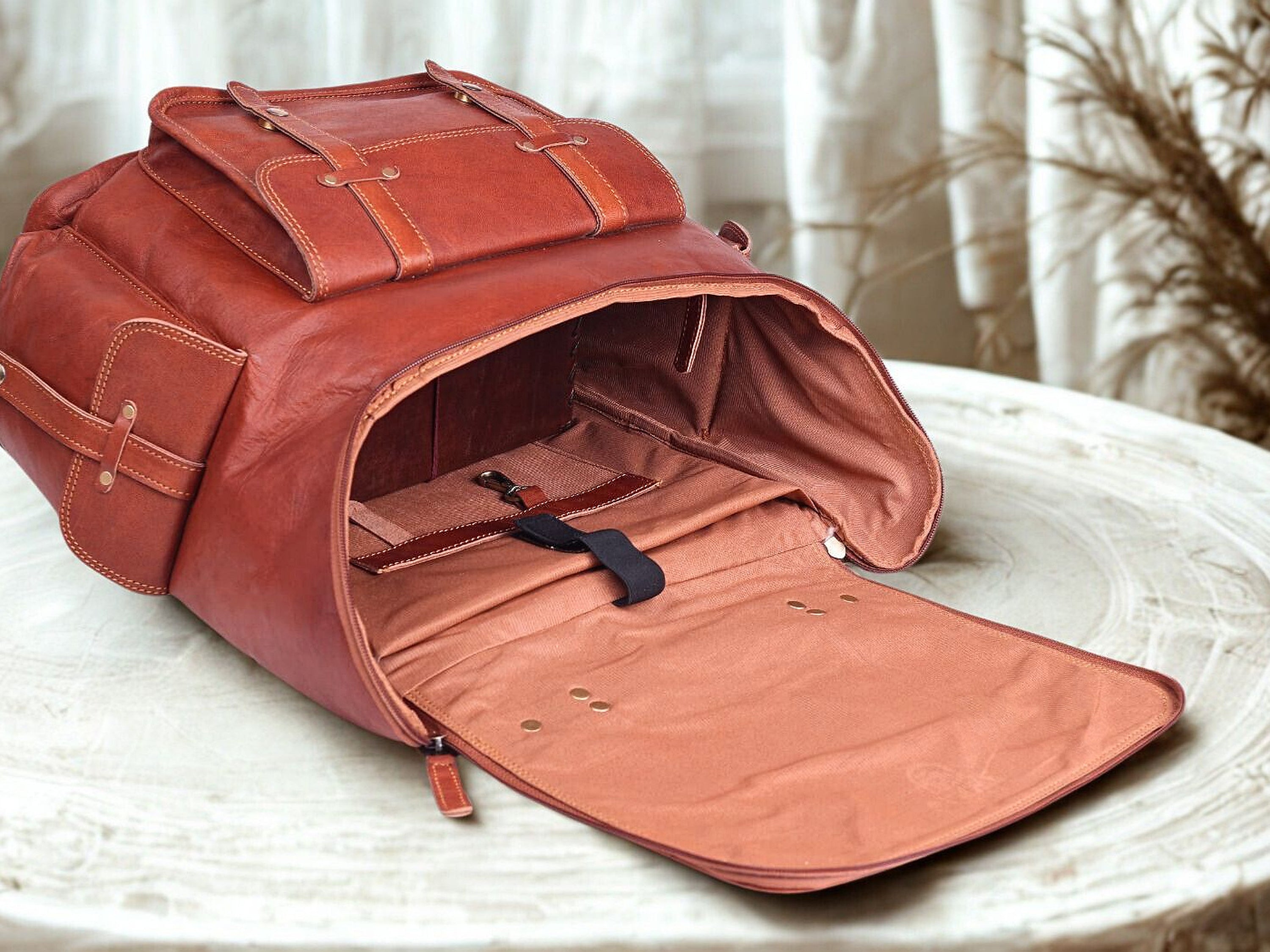 DEKVIO 17" Large Handcrafted Genuine Leather Backpack | Vintage Laptop Rucksack for Men & Women | Travel, Work & College | Brown, Coffee, Tan, Black
