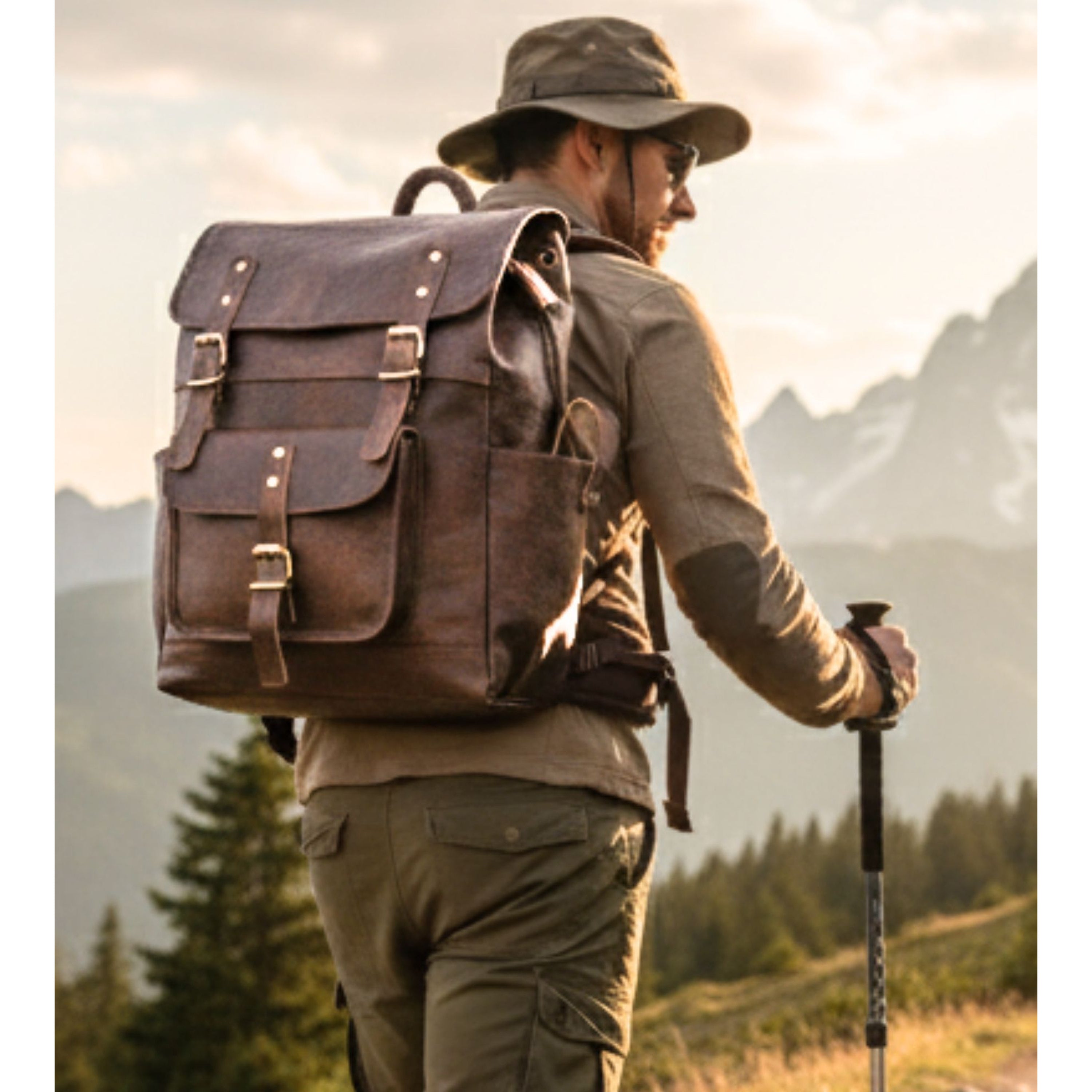 DEKVIO Leather Utility Laptop Backpack | Full Grain Travel & Work Bag