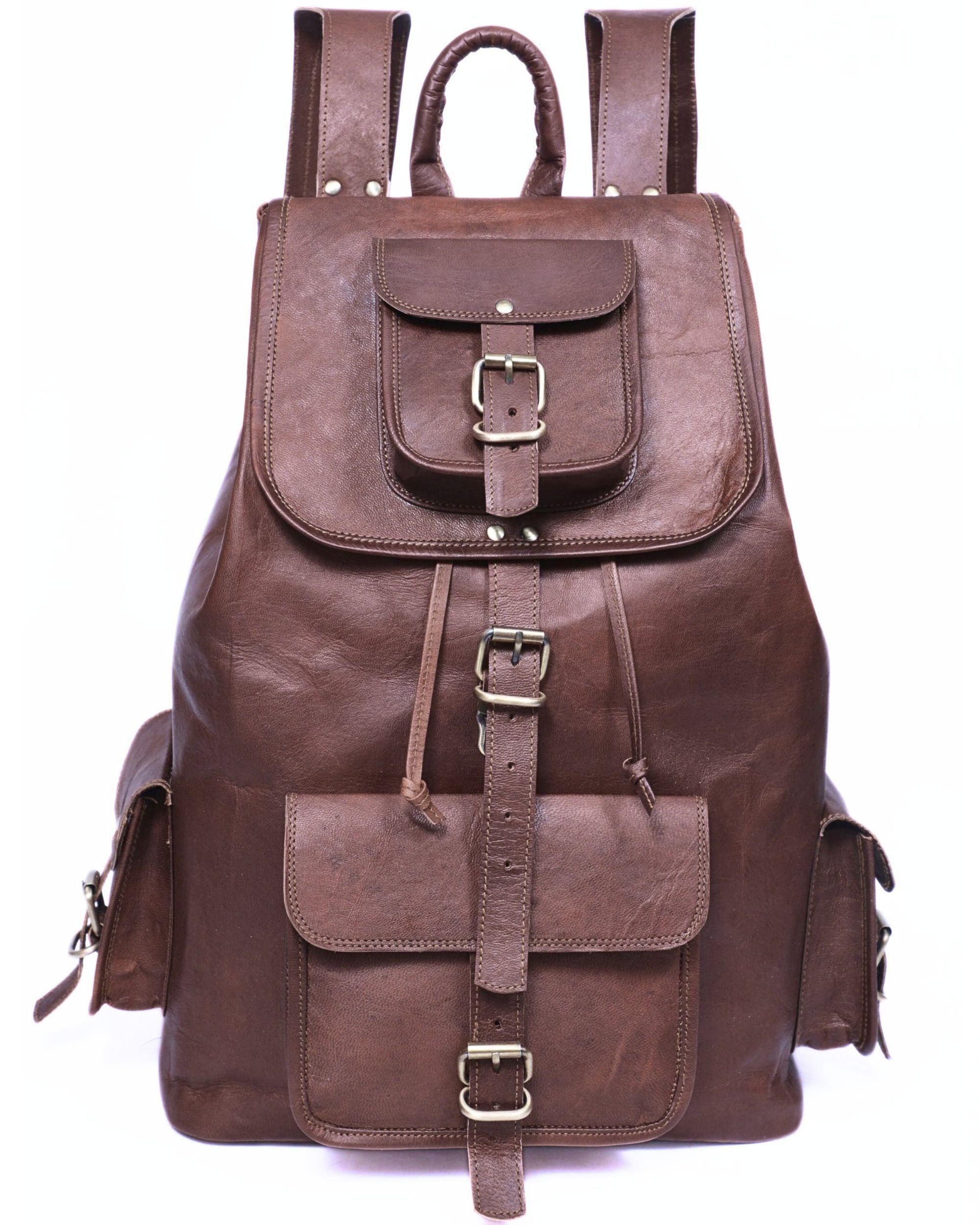 DEKVIO 20" Handcrafted Genuine Leather Backpack | Laptop Rucksack for Men & Women | Travel, Work & College Bag | Brown, Coffee, Tan, Black