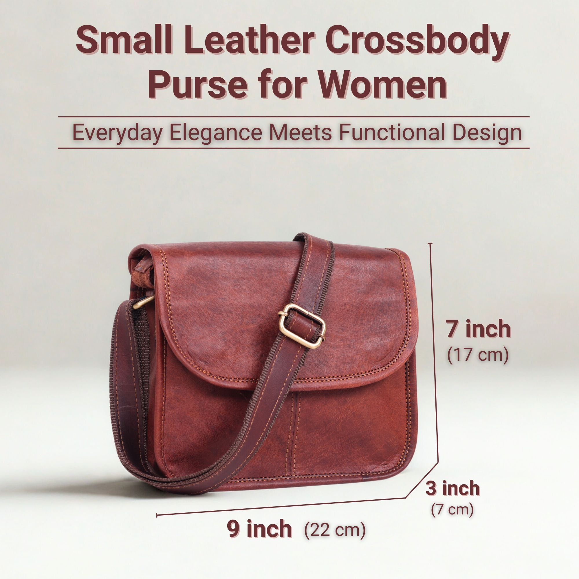 DEKVIO Small Leather Crossbody Purse for Women | Genuine Leather Saddle Bag | Magnetic Closure | Compact Shoulder Bag | Brown, Coffee, Tan, Black