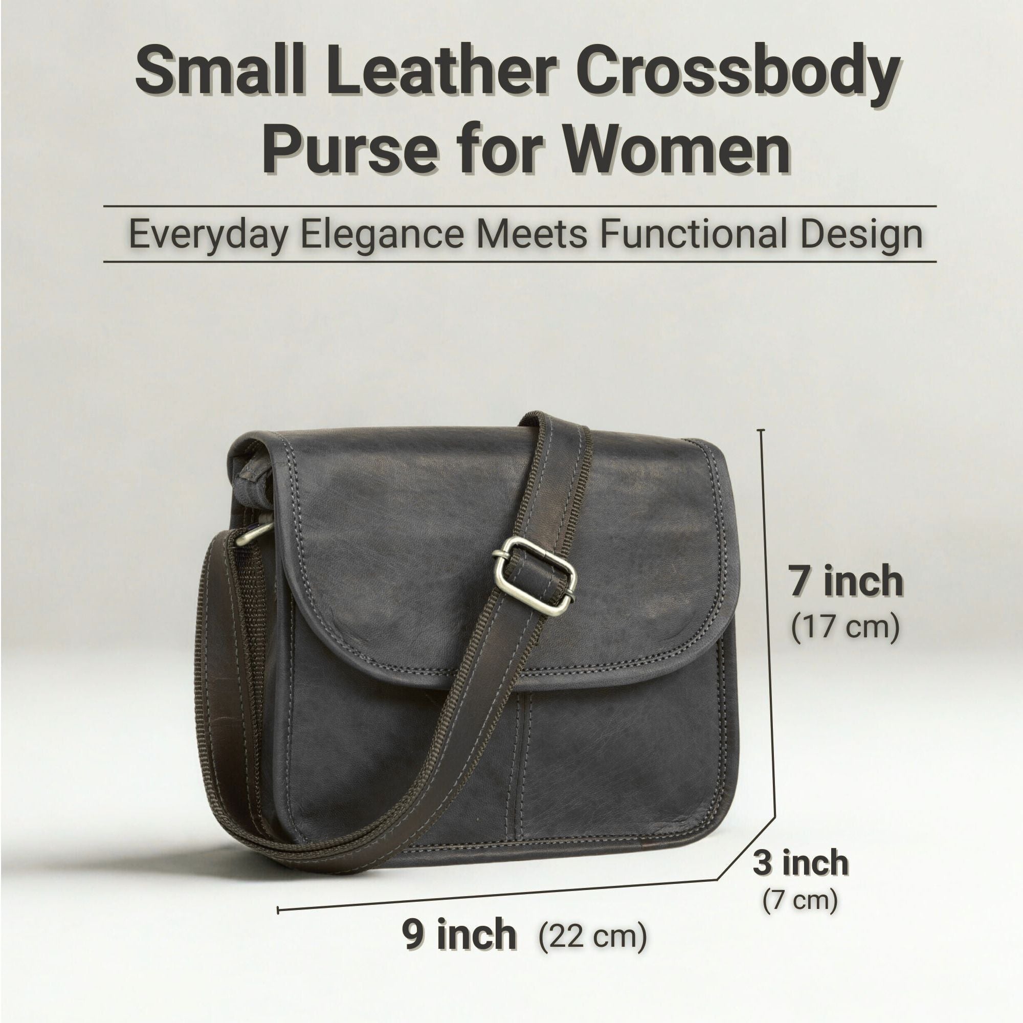 DEKVIO Small Leather Crossbody Purse for Women | Genuine Leather Saddle Bag | Magnetic Closure | Compact Shoulder Bag | Brown, Coffee, Tan, Black