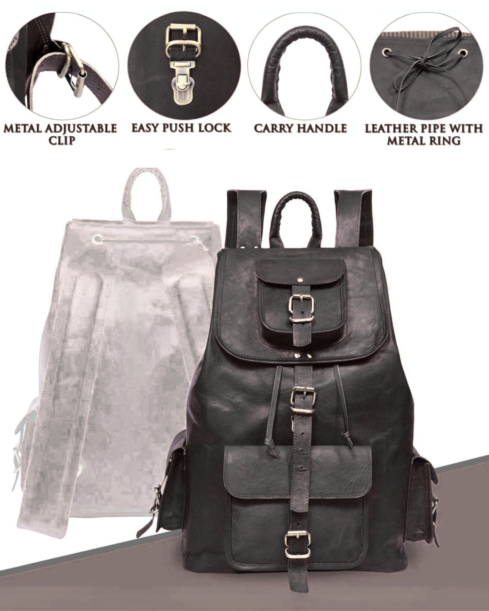DEKVIO 20" Handcrafted Genuine Leather Backpack | Laptop Rucksack for Men & Women | Travel, Work & College Bag | Brown, Coffee, Tan, Black