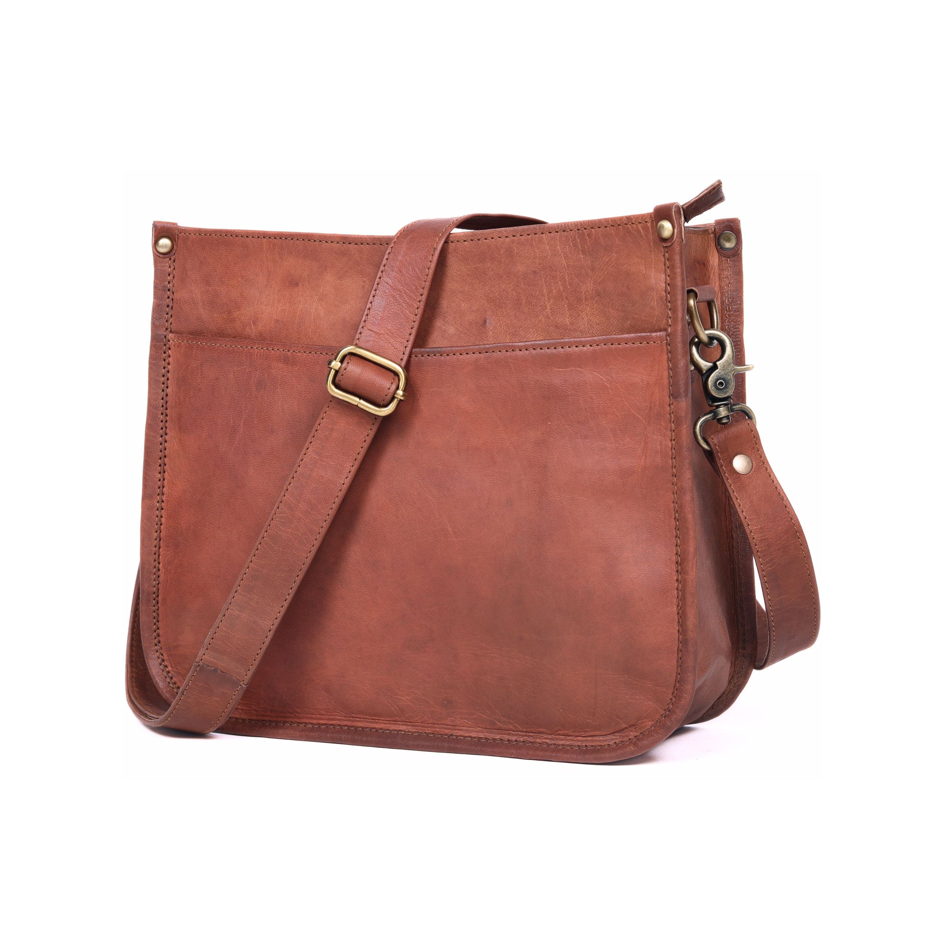 DEKVIO Leather Messenger Crossbody Bag for Women | Full Grain Genuine Leather Shoulder Purse | Adjustable Strap | Brown, Coffee, Tan, Black