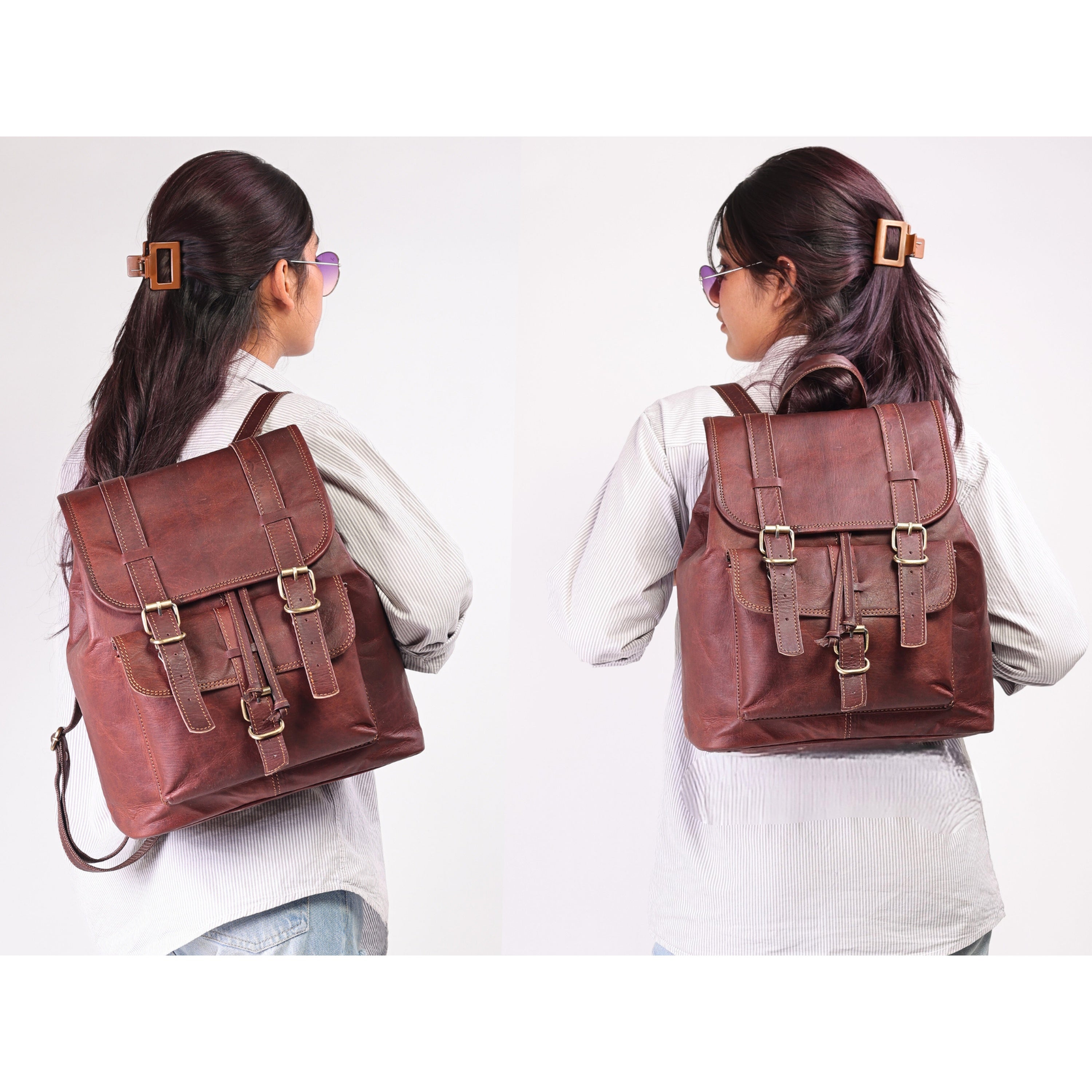 DEKVIO 17" Large Handcrafted Genuine Leather Backpack | Explorer Laptop Rucksack for Men & Women | Travel, Work & College | Brown, Coffee, Tan, Black