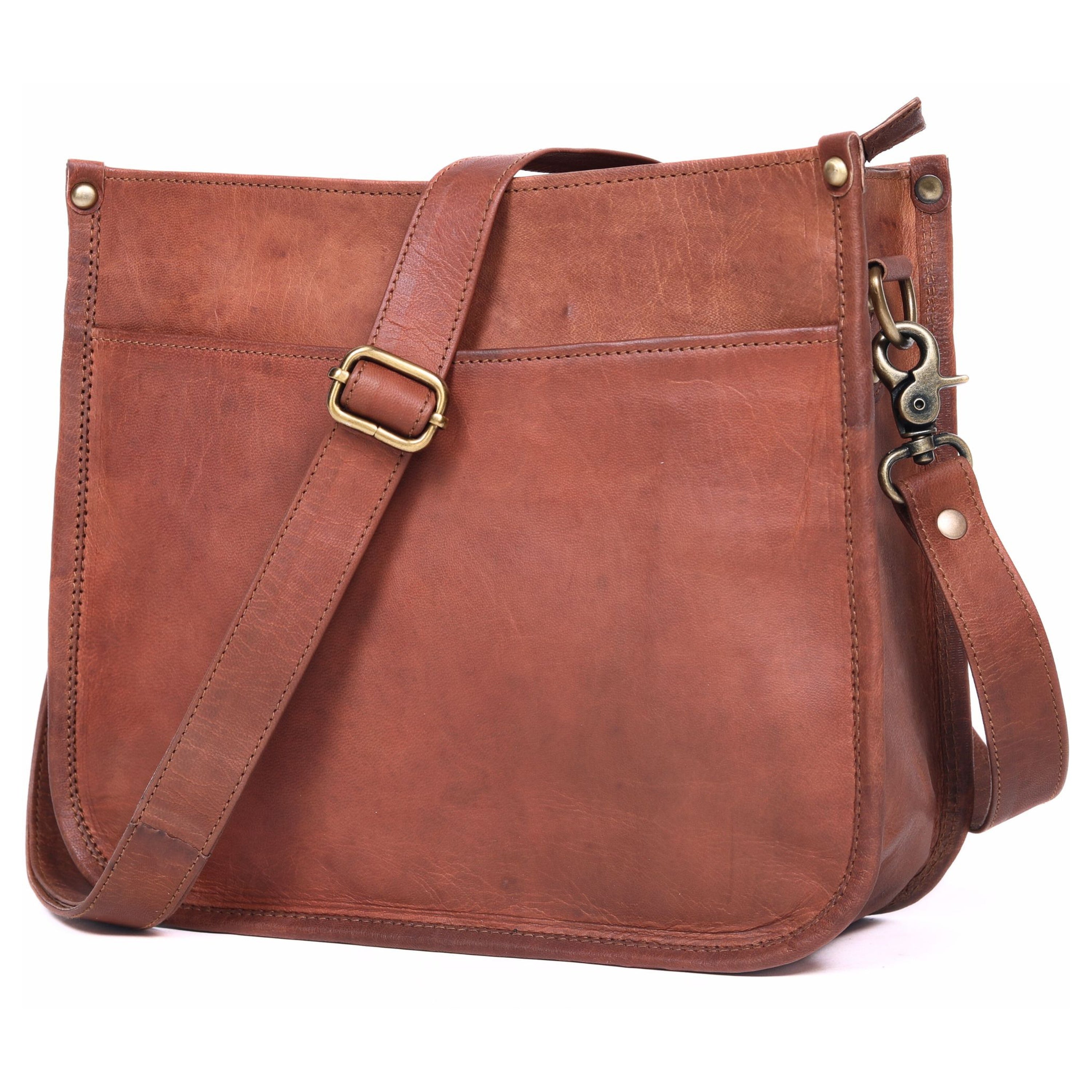 DEKVIO Leather Messenger Crossbody Bag for Women | Full Grain Genuine Leather Shoulder Purse | Adjustable Strap | Brown, Coffee, Tan, Black