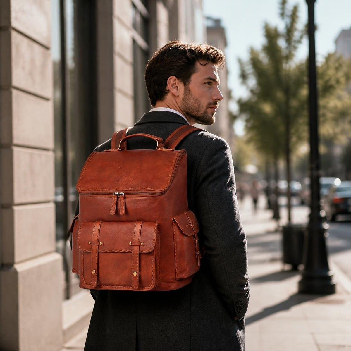 DEKVIO Full-Grain Vintage Leather Laptop Backpack Rucksack – 15" to 20"