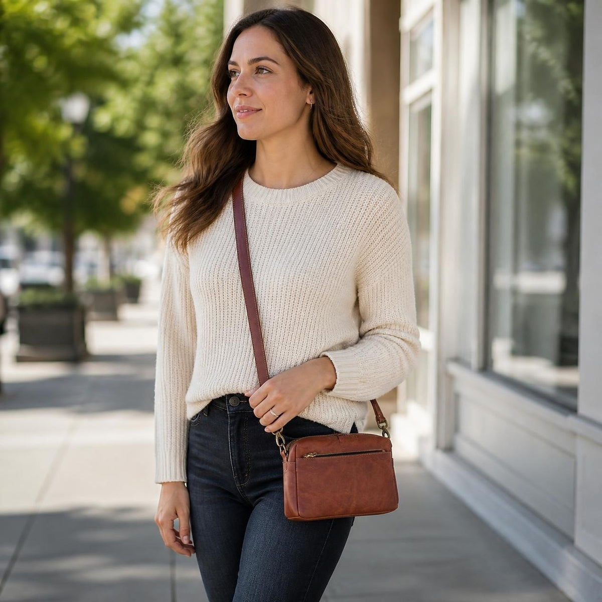 DEKVIO 10" Vegetable-Tanned Full-Grain Leather Crossbody Purse
