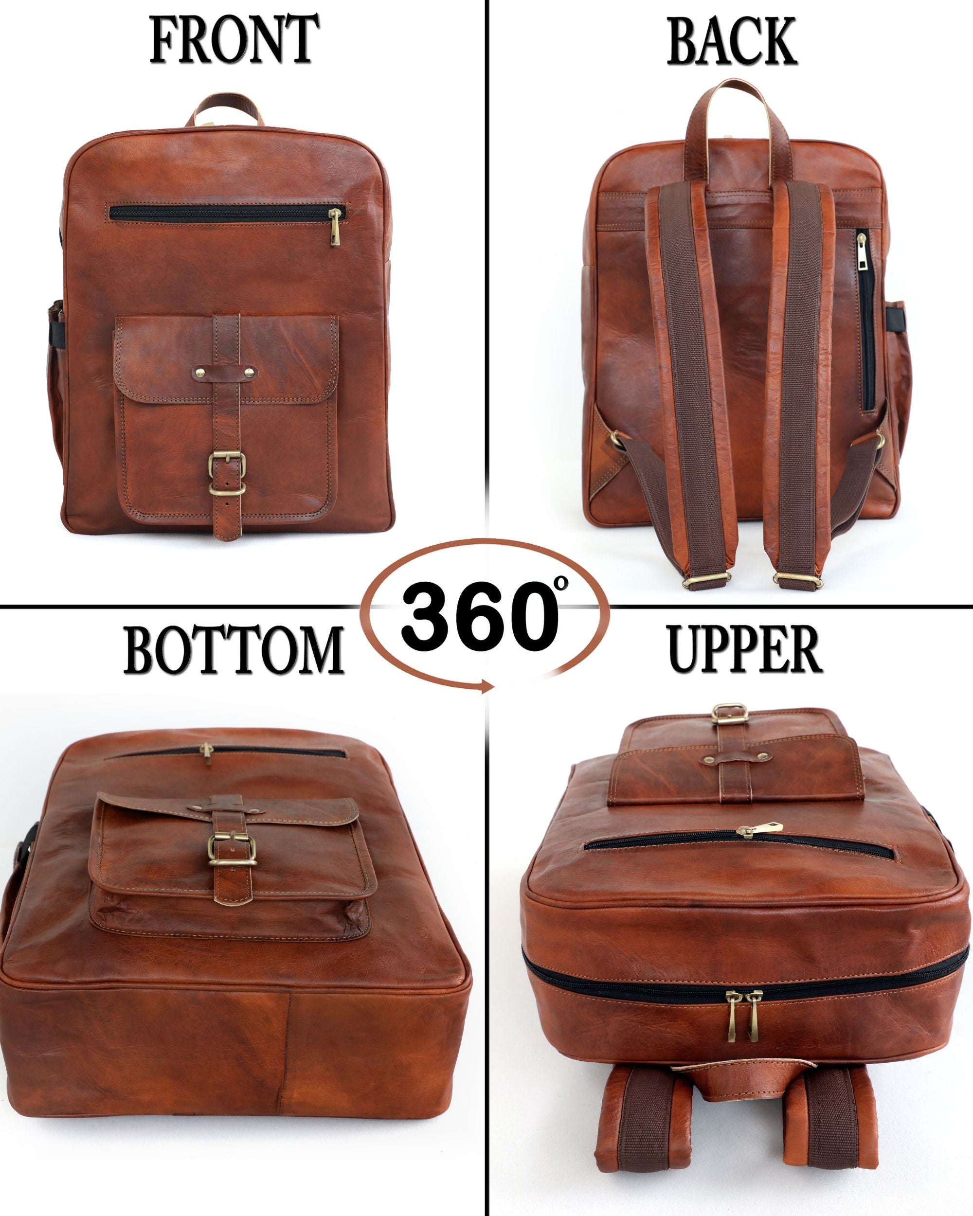 DEKVIO 18" Handcrafted Genuine Leather Backpack | Laptop Rucksack for Men & Women | Travel, Work & College Bag | Brown, Coffee, Tan, Black