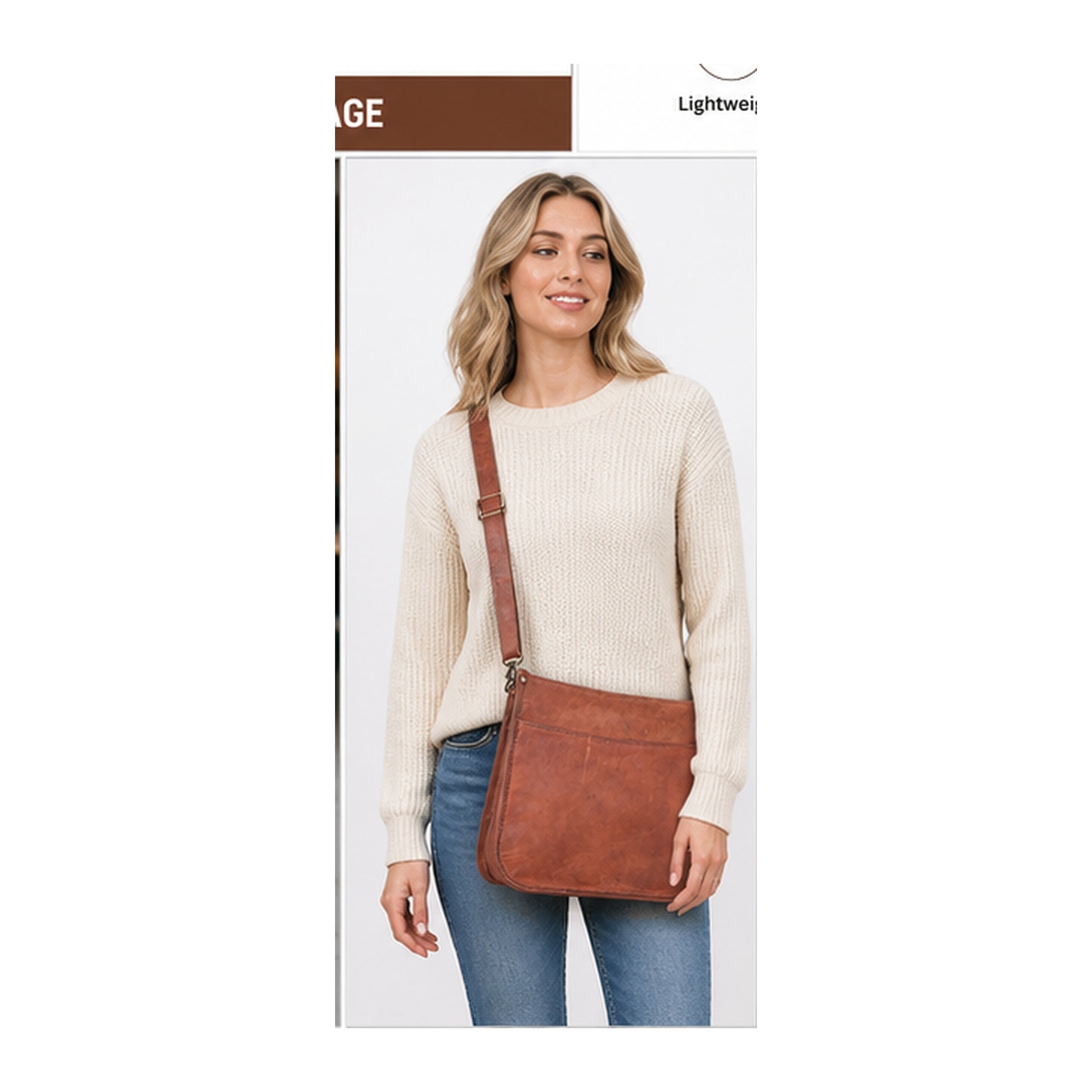 DEKVIO Leather Messenger Crossbody Bag for Women | Full Grain Genuine Leather Shoulder Purse | Adjustable Strap | Brown, Coffee, Tan, Black