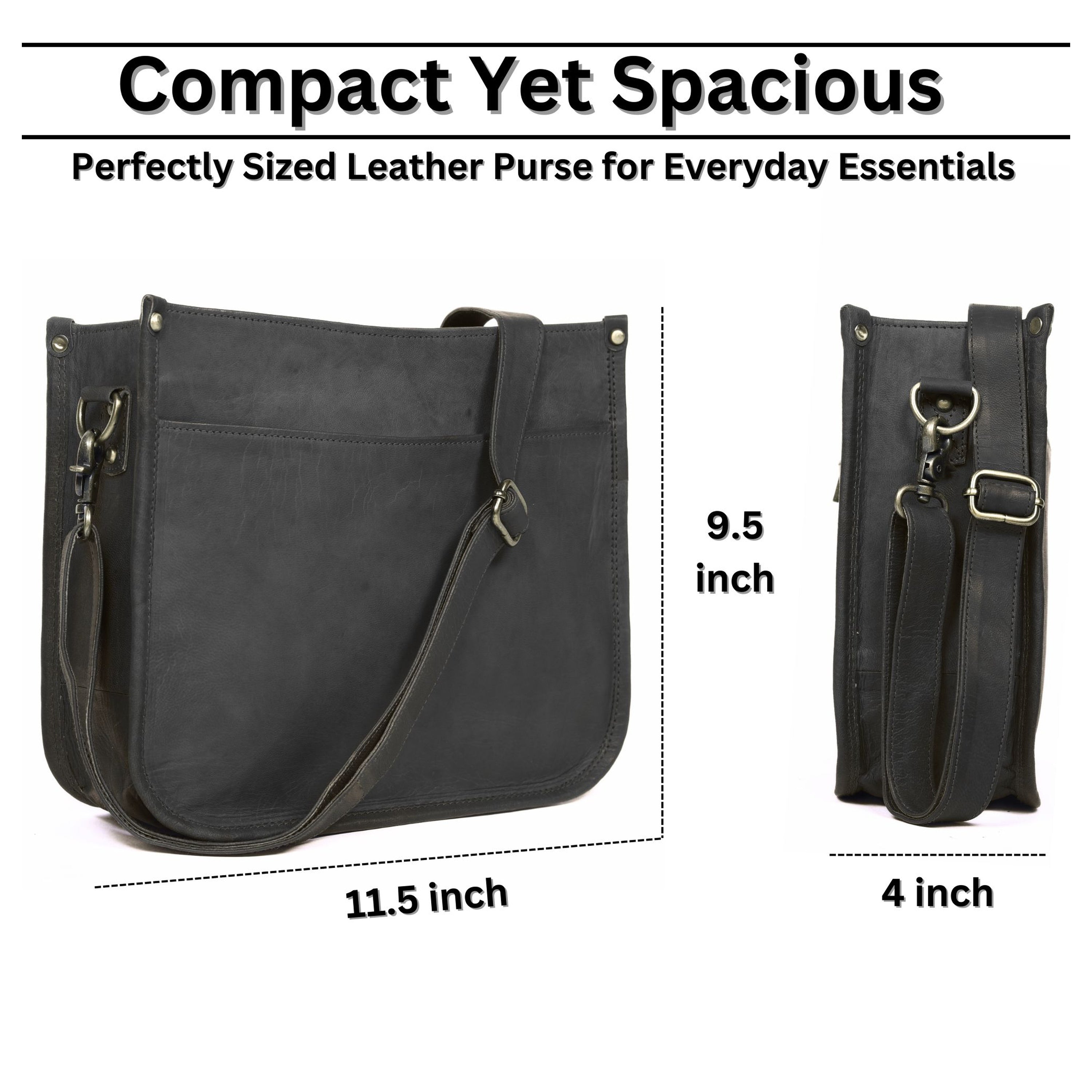 DEKVIO Leather Messenger Crossbody Bag for Women | Full Grain Genuine Leather Shoulder Purse | Adjustable Strap | Brown, Coffee, Tan, Black