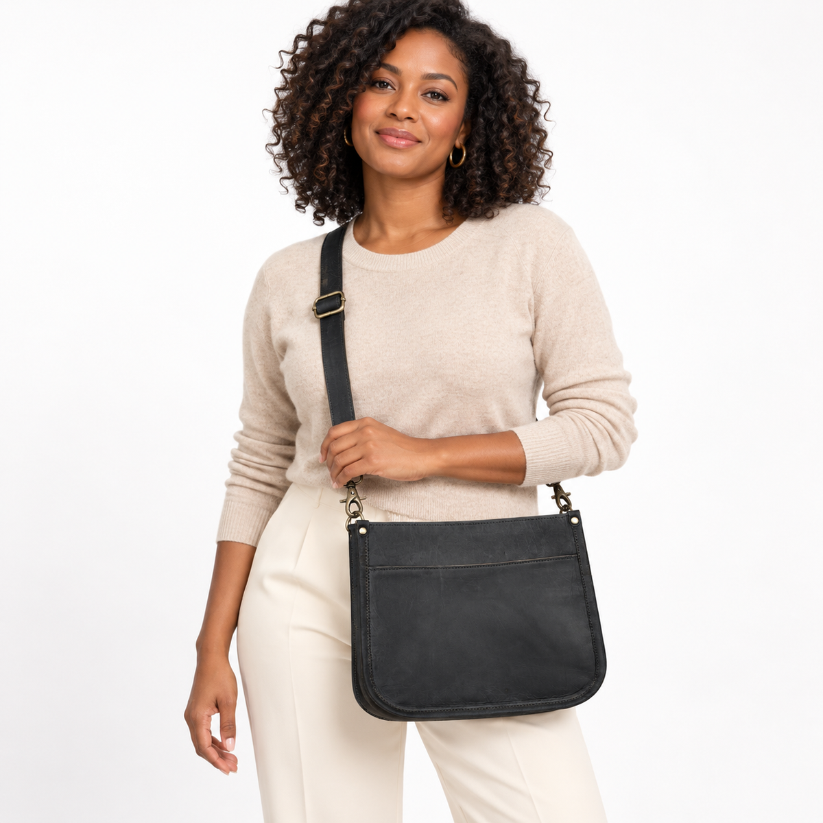 DEKVIO Full-Grain Leather Messenger Crossbody Bag for Women – 11.5" to 15.5"
