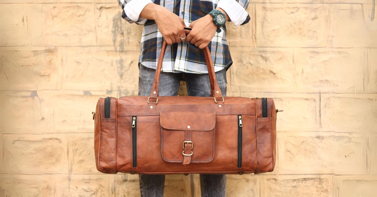 DEKVIO 24" Square Leather Duffle Bag | Handcrafted Vintage Holdall | Men & Women Weekend Travel Bag | Brown, Coffee, Tan, Black