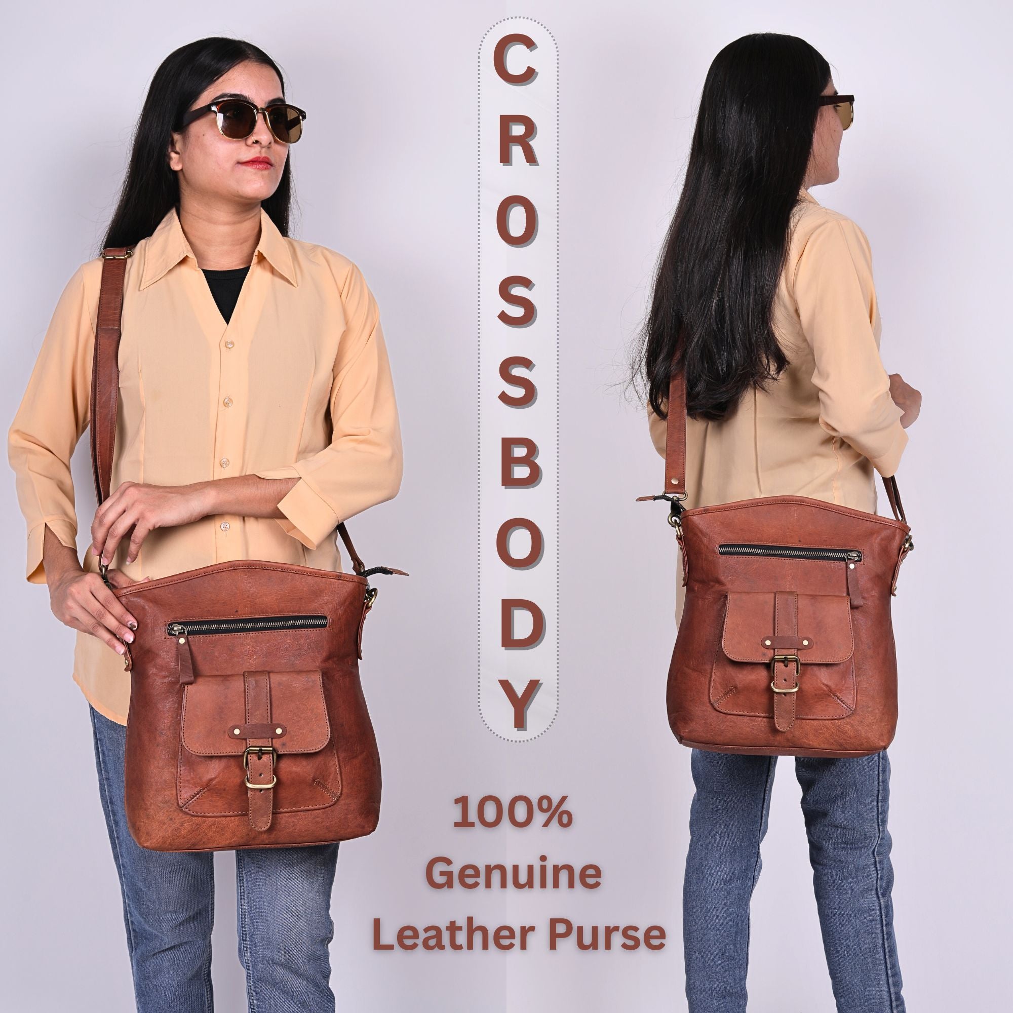 DEKVIO Genuine Leather Crossbody Bag for Women | Vintage Leather Shoulder Purse