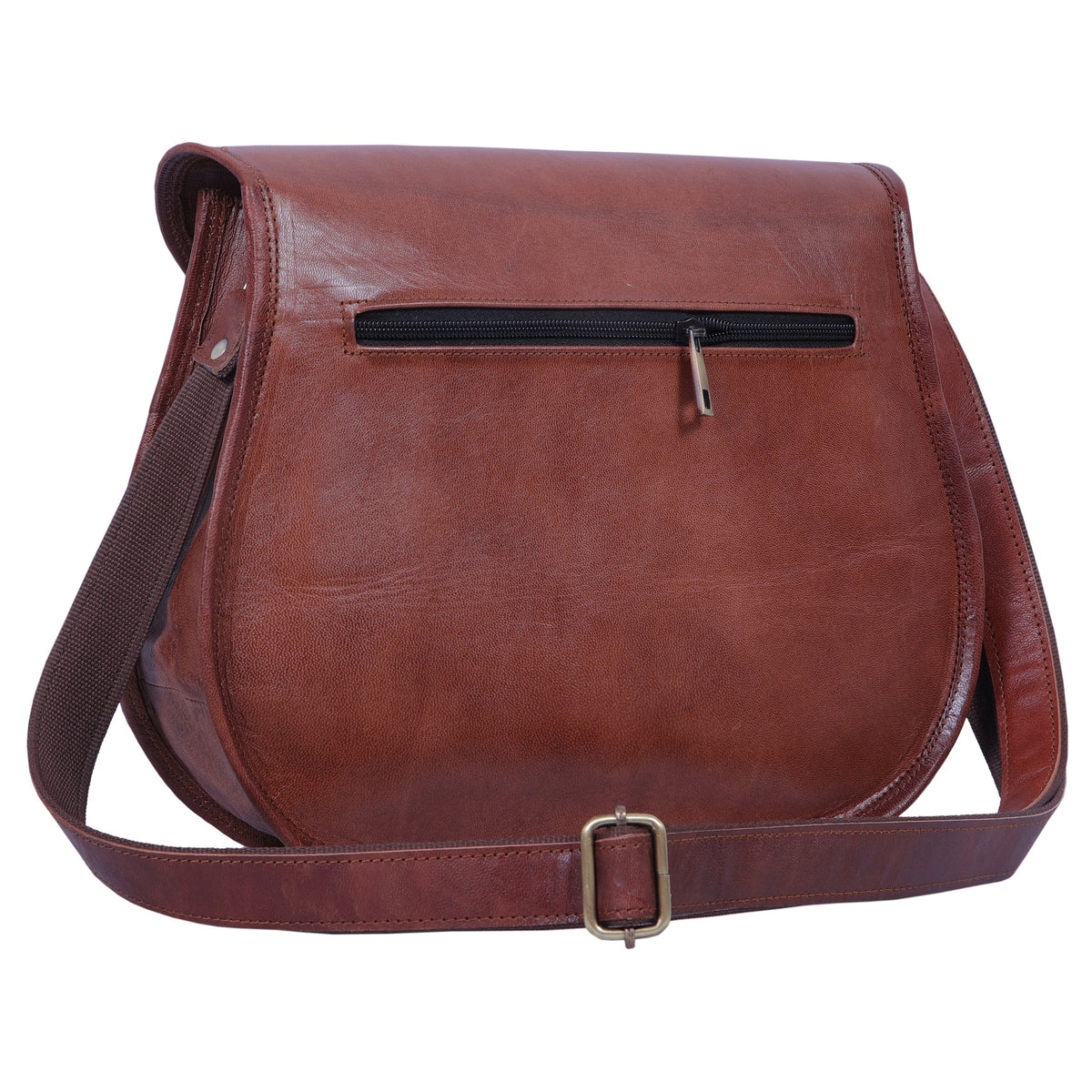 DEKVIO 13" Full-Grain Leather Crossbody Saddle Bag for Women
