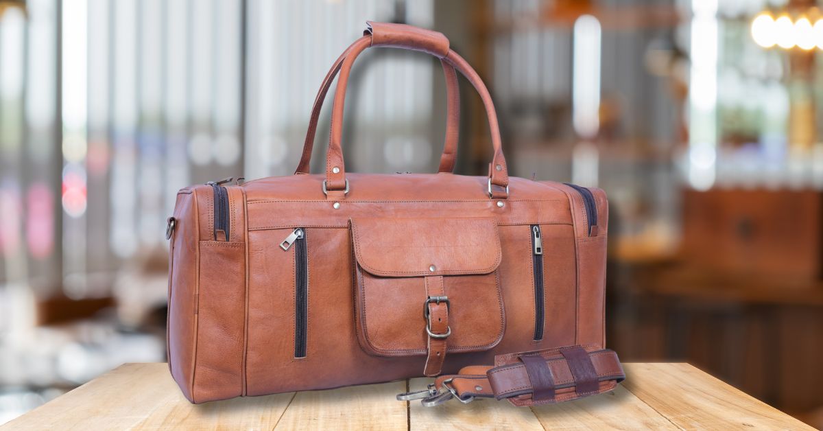 DEKVIO 24" Square Leather Duffle Bag | Handcrafted Vintage Holdall | Men & Women Weekend Travel Bag | Brown, Coffee, Tan, Black