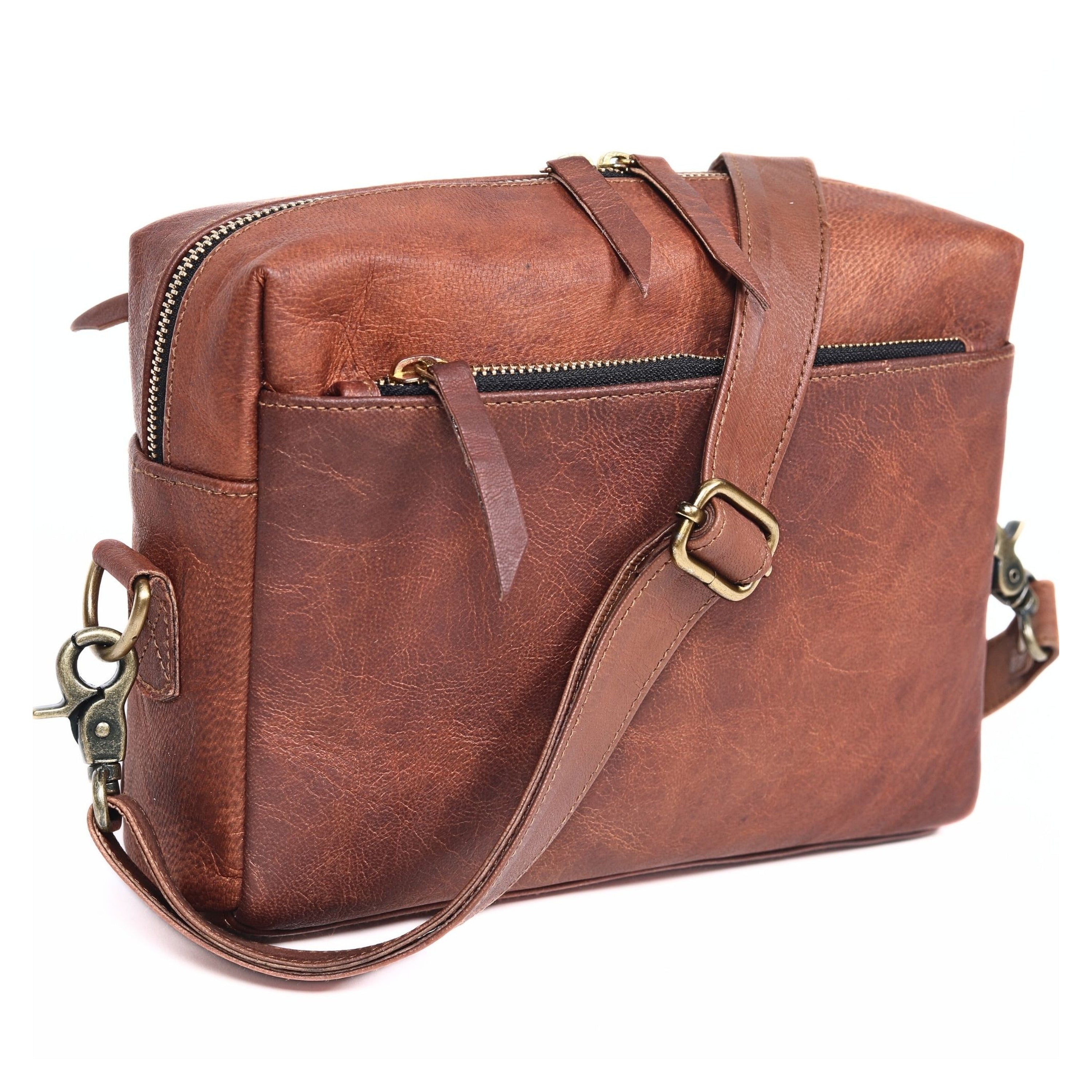 DEKVIO Women's Small Crossbody Purse - Handcrafted Full-Grain Leather Travel Bag | Magnetic Snap Closure | Brown, Coffee, Tan, Black