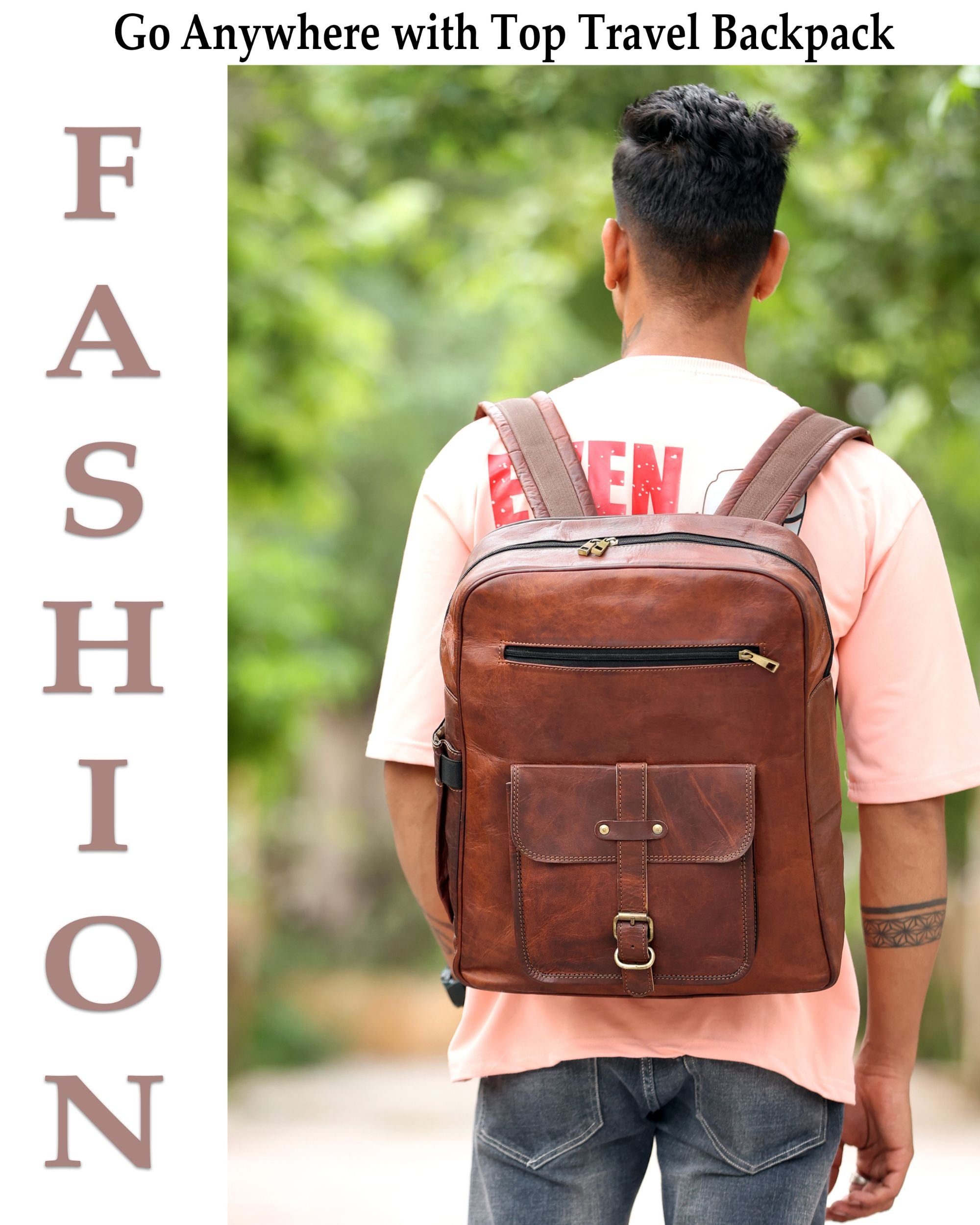 DEKVIO 18" Handcrafted Genuine Leather Backpack | Laptop Rucksack for Men & Women | Travel, Work & College Bag | Brown, Coffee, Tan, Black