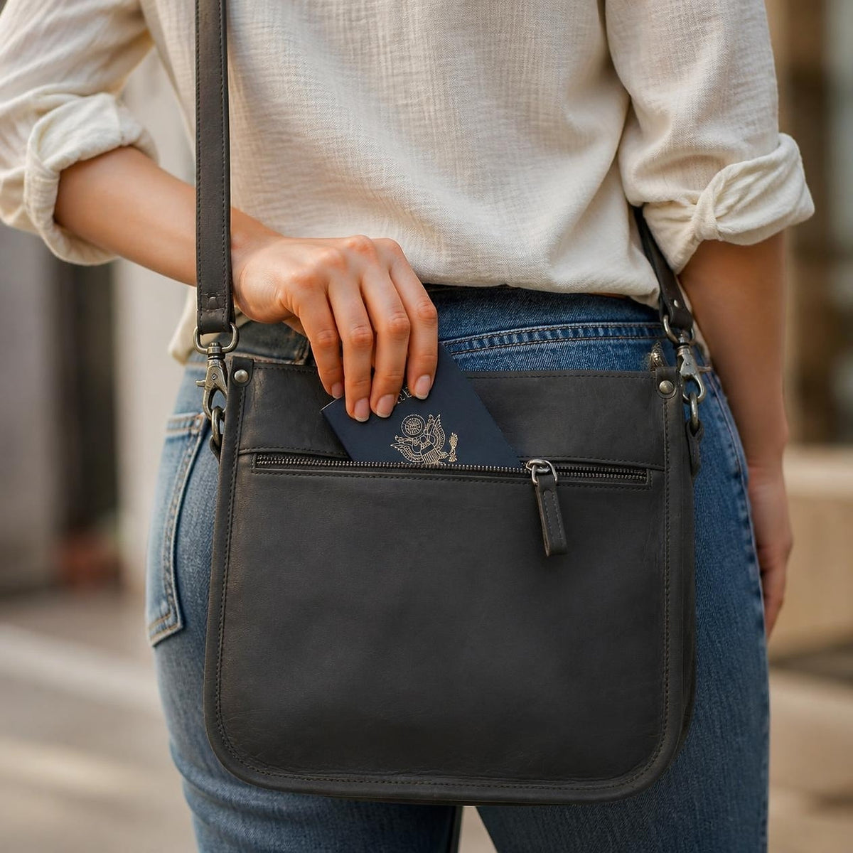DEKVIO Full-Grain Leather Messenger Crossbody Bag for Women – 11.5" to 15.5"