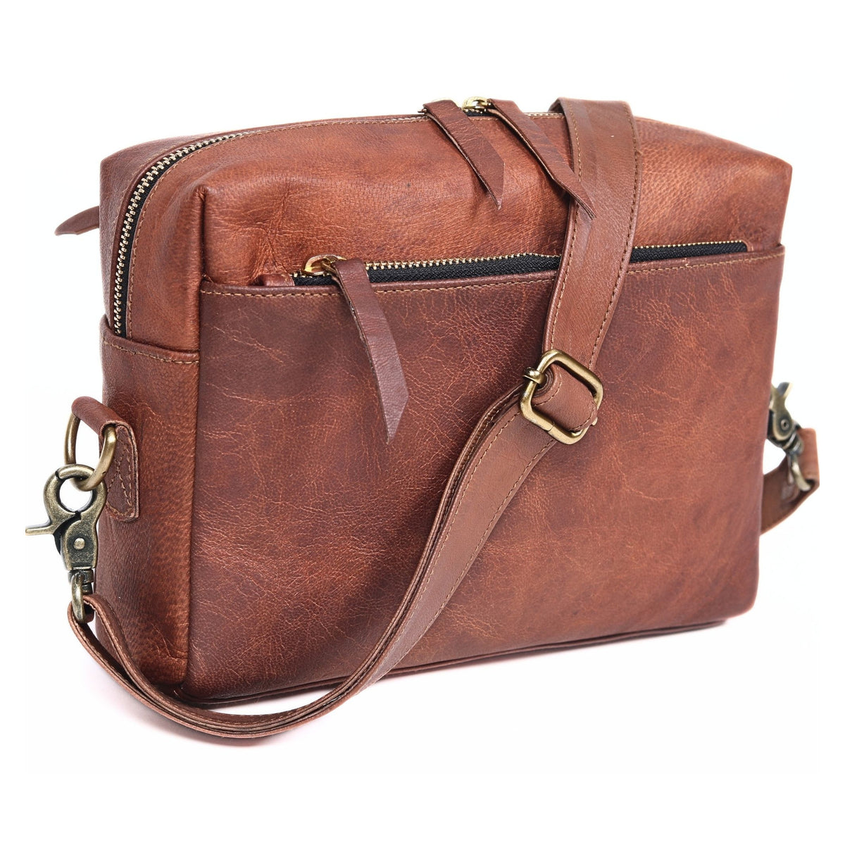 DEKVIO 10" Vegetable-Tanned Full-Grain Leather Crossbody Purse