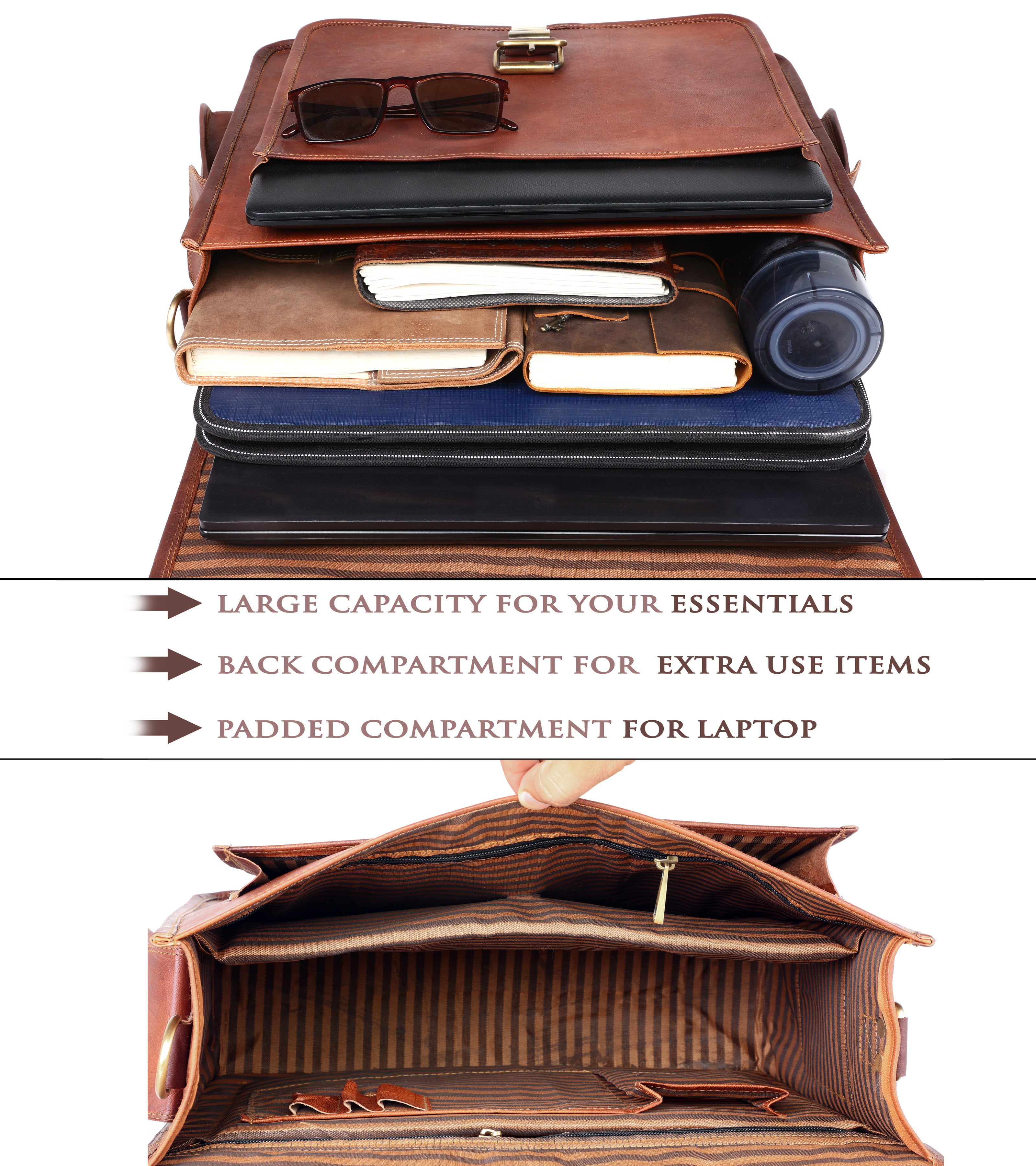 DEKVIO Leather Messenger Bag 15.6 Inch Laptop Briefcase for Men Women Vintage Shoulder Bag Office Crossbody Satchel