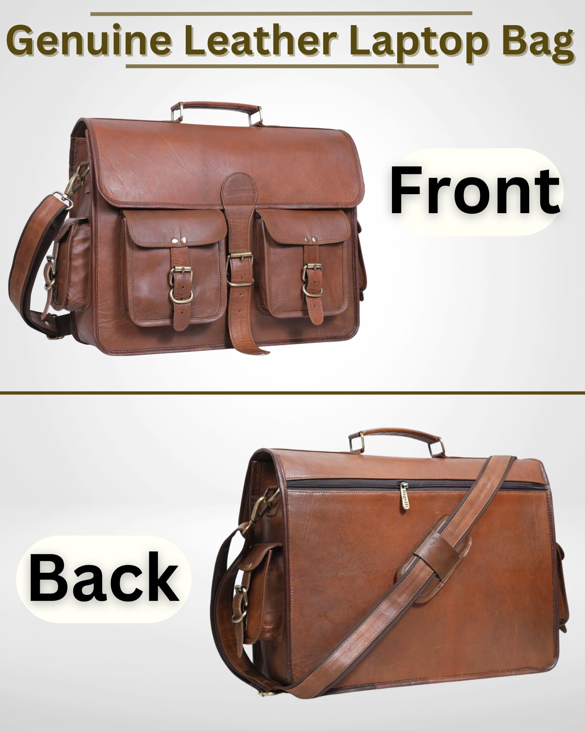 DEKVIO Leather Messenger Bag 17 Inch Laptop Briefcase for Men Women XL Vintage Shoulder Bag Office Satchel