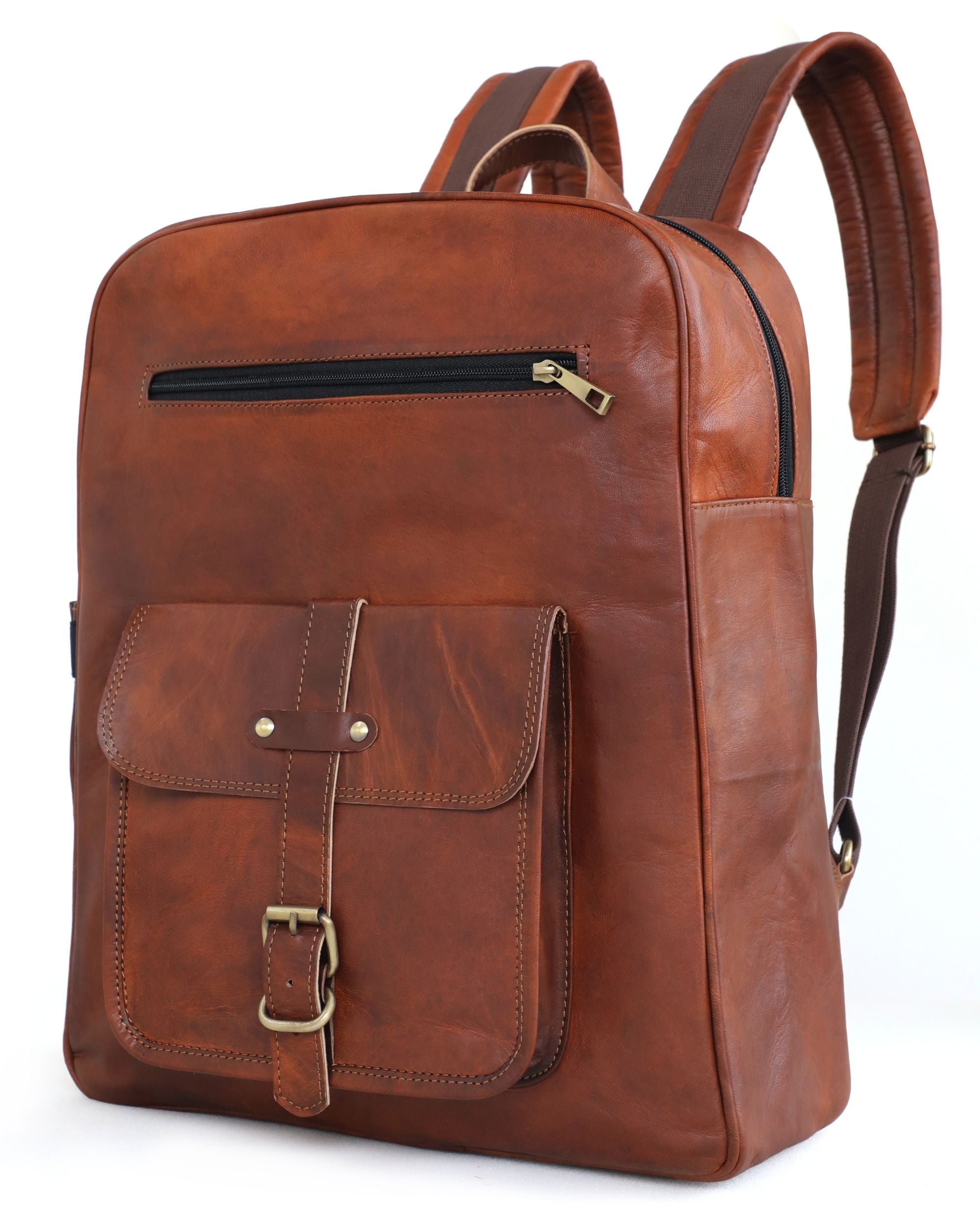 DEKVIO 18" Handcrafted Genuine Leather Backpack | Laptop Rucksack for Men & Women | Travel, Work & College Bag | Brown, Coffee, Tan, Black