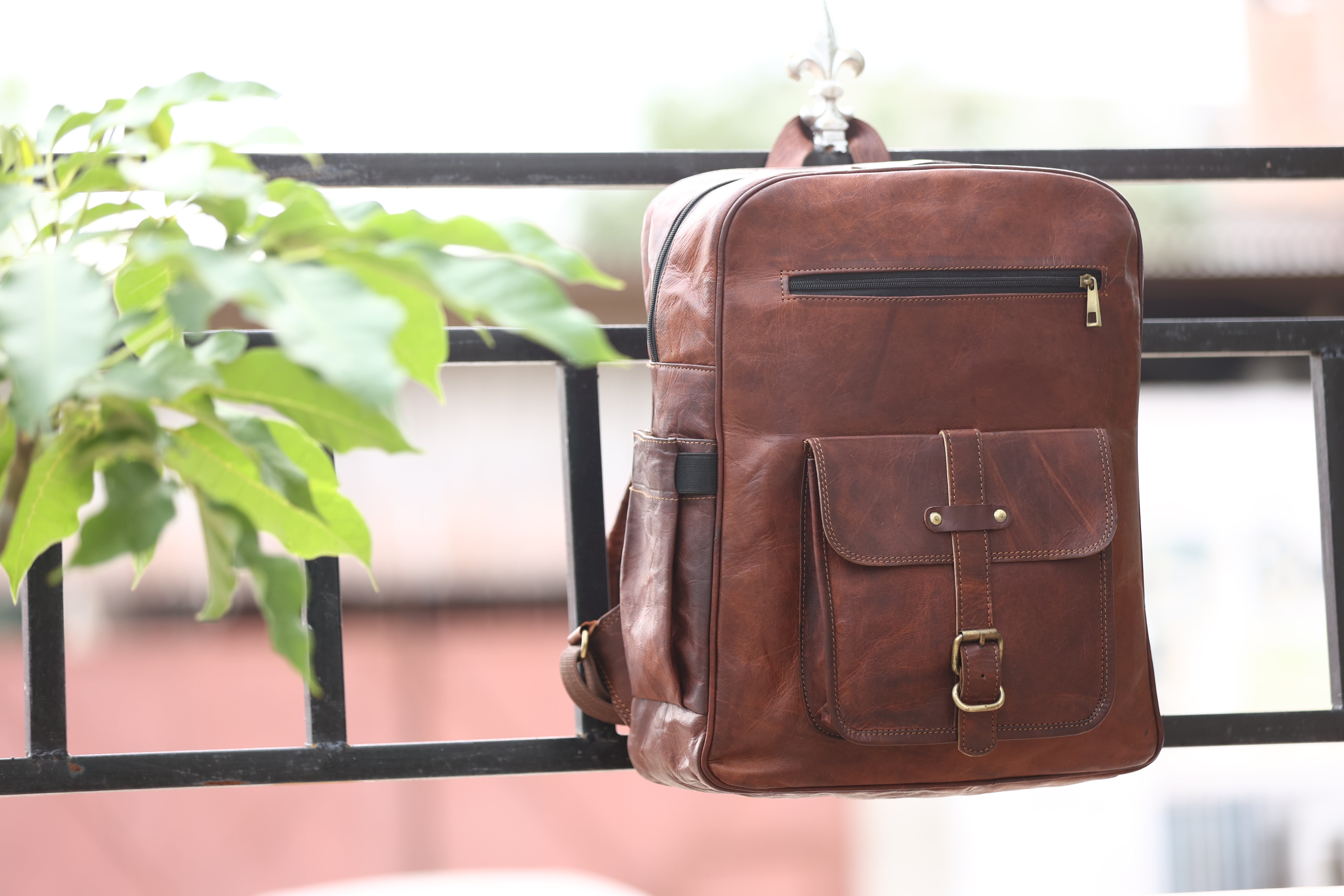 DEKVIO 18" Handcrafted Genuine Leather Backpack | Laptop Rucksack for Men & Women | Travel, Work & College Bag | Brown, Coffee, Tan, Black